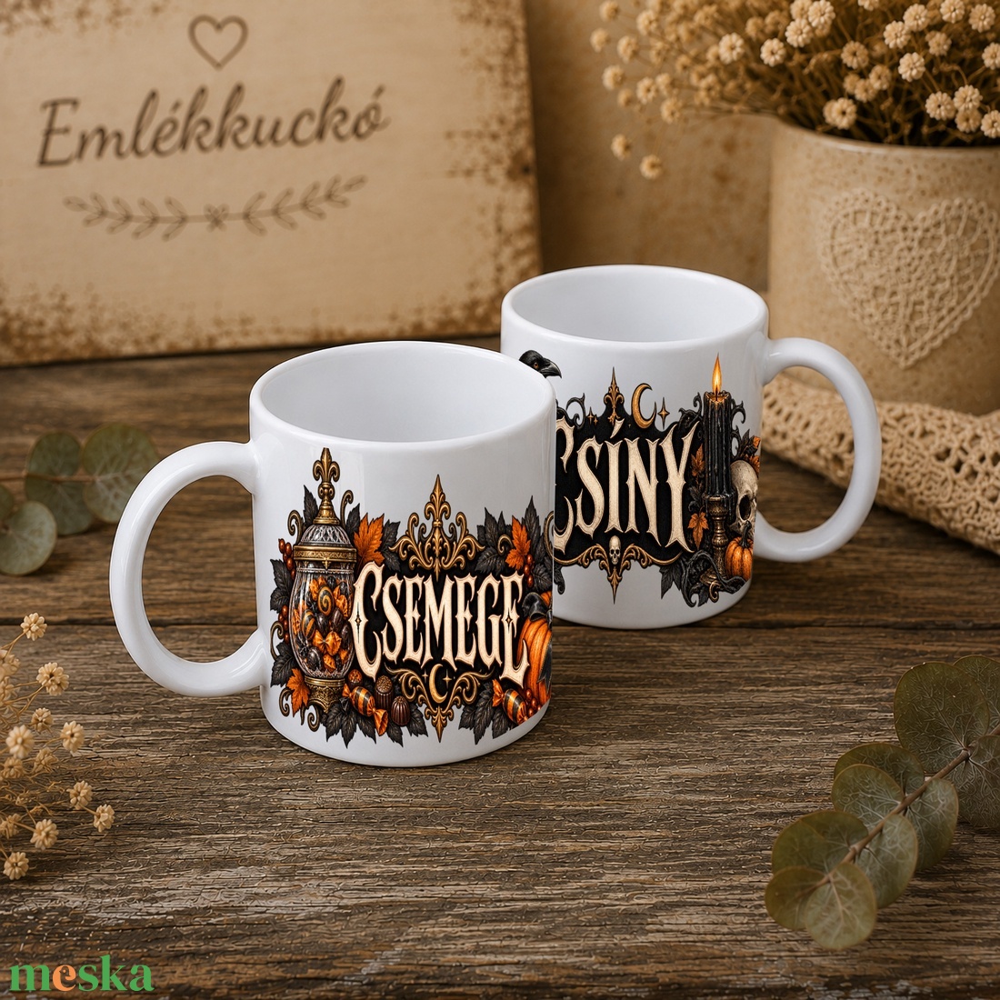 Páros Halloween bögre szett � Csíny / Csemege - otthon & életmód - konyhafelszerelés, tálalás - tálalás - bögre & csésze - Meska.hu