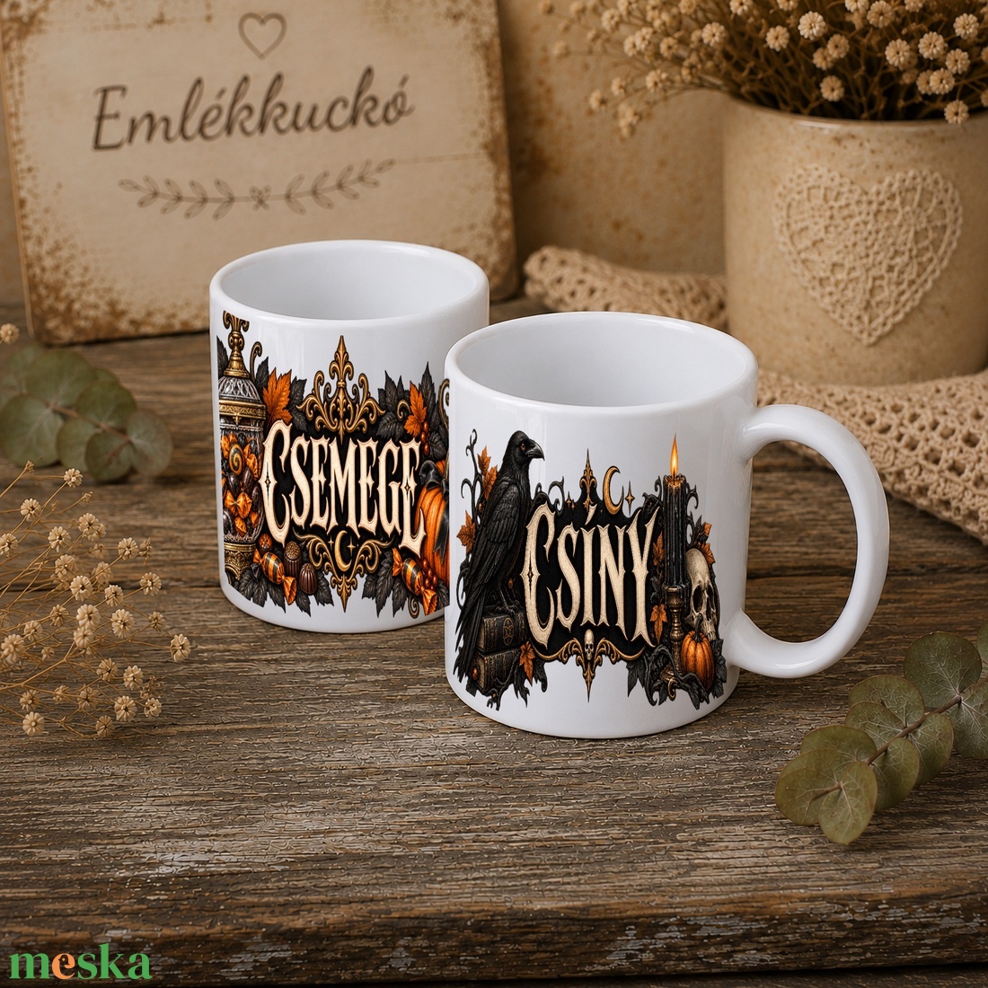Páros Halloween bögre szett � Csíny / Csemege - otthon & életmód - konyhafelszerelés, tálalás - tálalás - bögre & csésze - Meska.hu