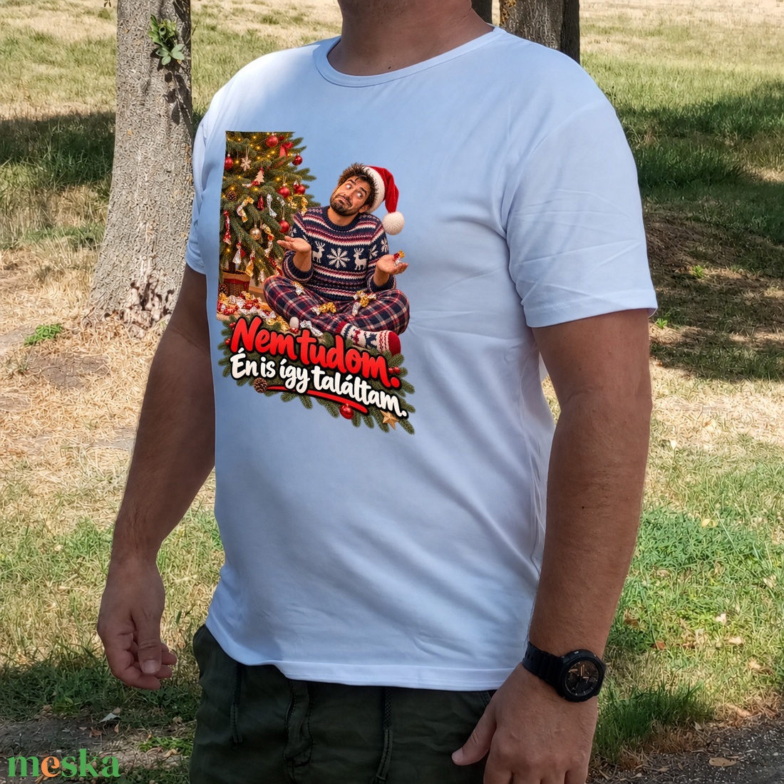 Én is így találtam � vicces férfi karácsonyi póló, humoros ünnepi ajándék - ruha & divat - férfi ruha - póló - Meska.hu