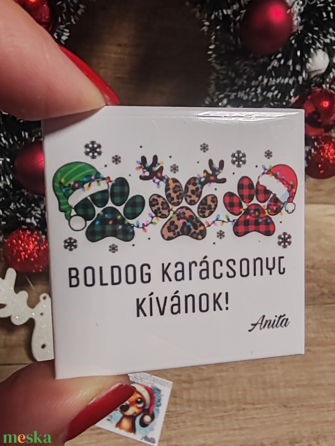 Karácsonyi ügyfélajándék - egyedi fotómágnes (az ár 10db-ra vonatkozik) - karácsony - karácsonyi ajándékozás - karácsonyi képeslap, üdvözlőlap, ajándékkísérő - Meska.hu