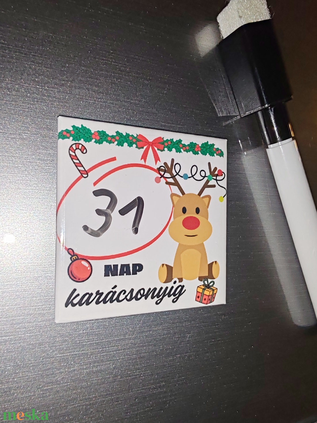 Mennyi nap még karácsonyig ? visszaszámláló mágnes - otthon & életmód - konyhafelszerelés, tálalás - konyhai dekoráció - hűtőmágnes - Meska.hu