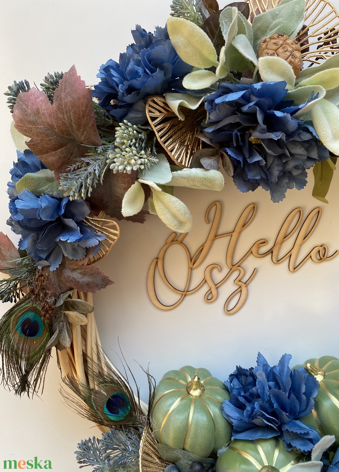 Őszi kopogtató-páva - otthon & életmód - dekoráció - ajtó- és ablak dekoráció - ajtódísz & kopogtató - Meska.hu