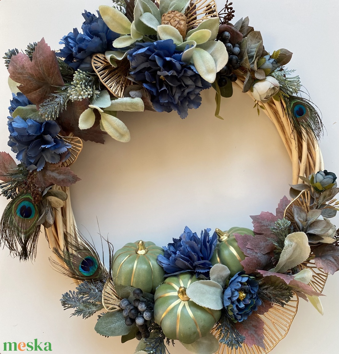 Őszi kopogtató-páva - otthon & életmód - dekoráció - ajtó- és ablak dekoráció - ajtódísz & kopogtató - Meska.hu