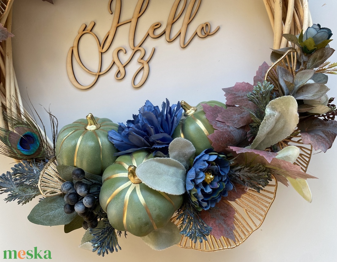 Őszi kopogtató-páva - otthon & életmód - dekoráció - ajtó- és ablak dekoráció - ajtódísz & kopogtató - Meska.hu