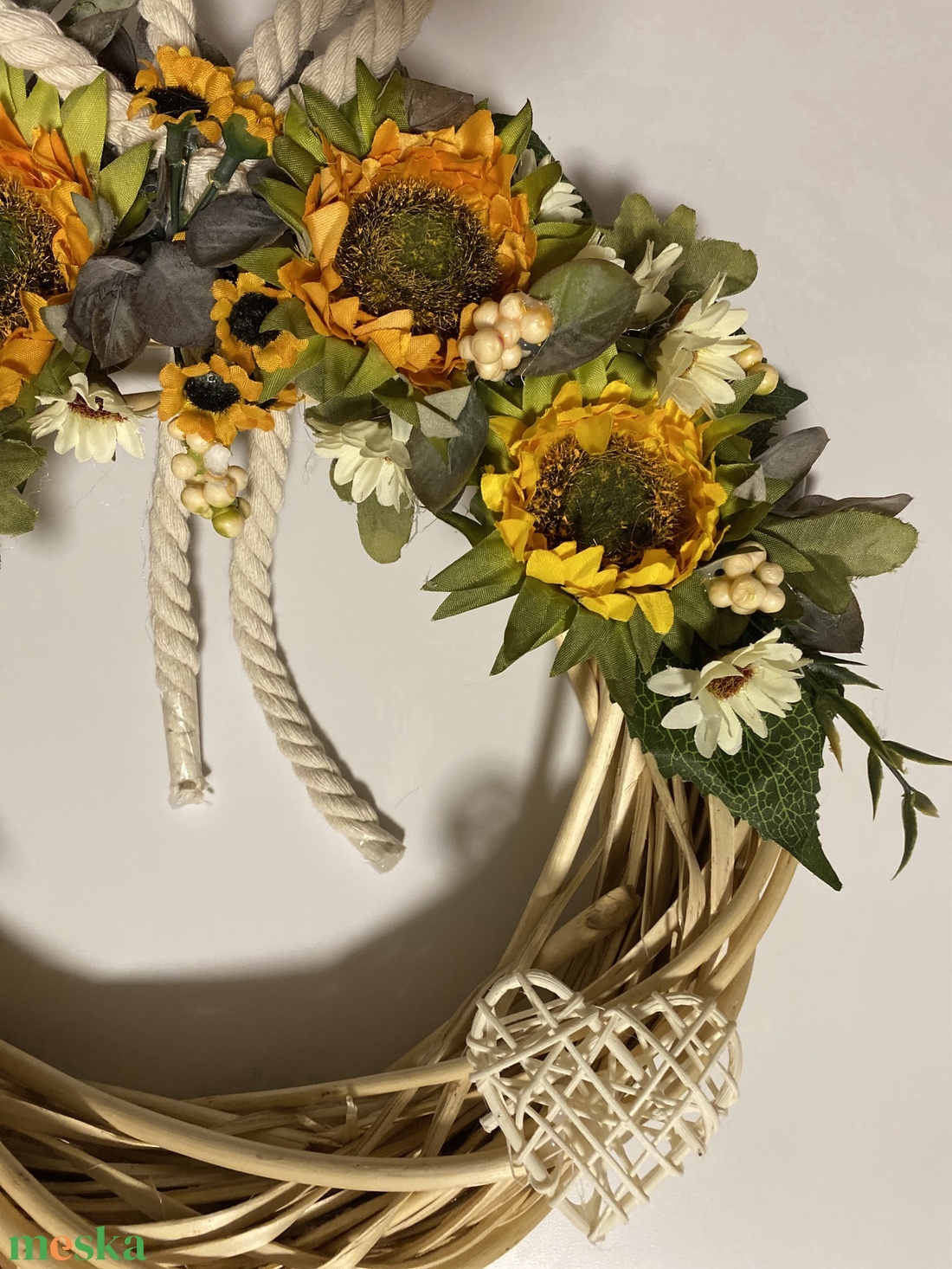 Ajtódísz/kopogtató napraforgó - otthon & életmód - dekoráció - virágdísz és tartó - koszorú - Meska.hu