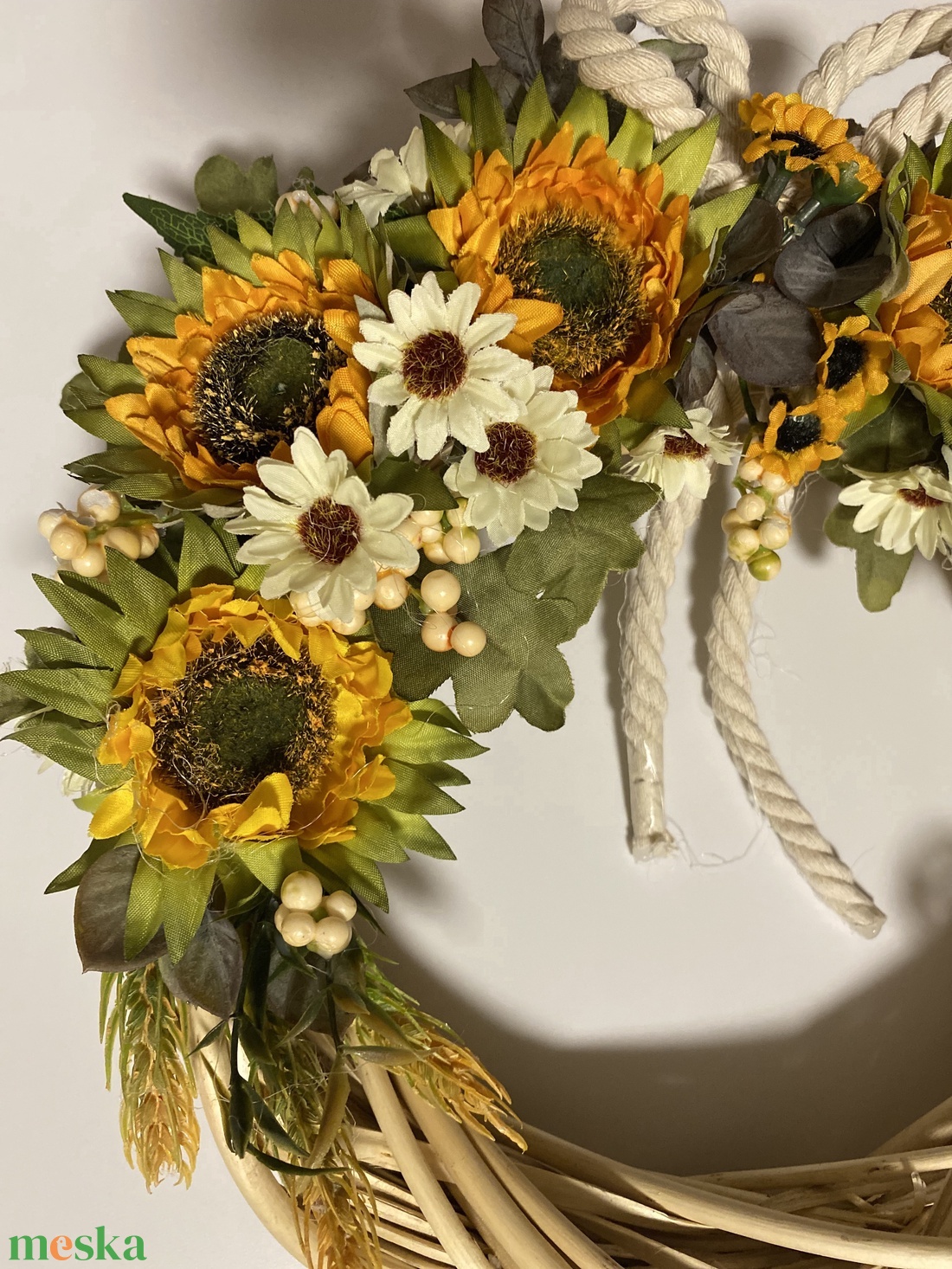 Ajtódísz/kopogtató napraforgó - otthon & életmód - dekoráció - virágdísz és tartó - koszorú - Meska.hu