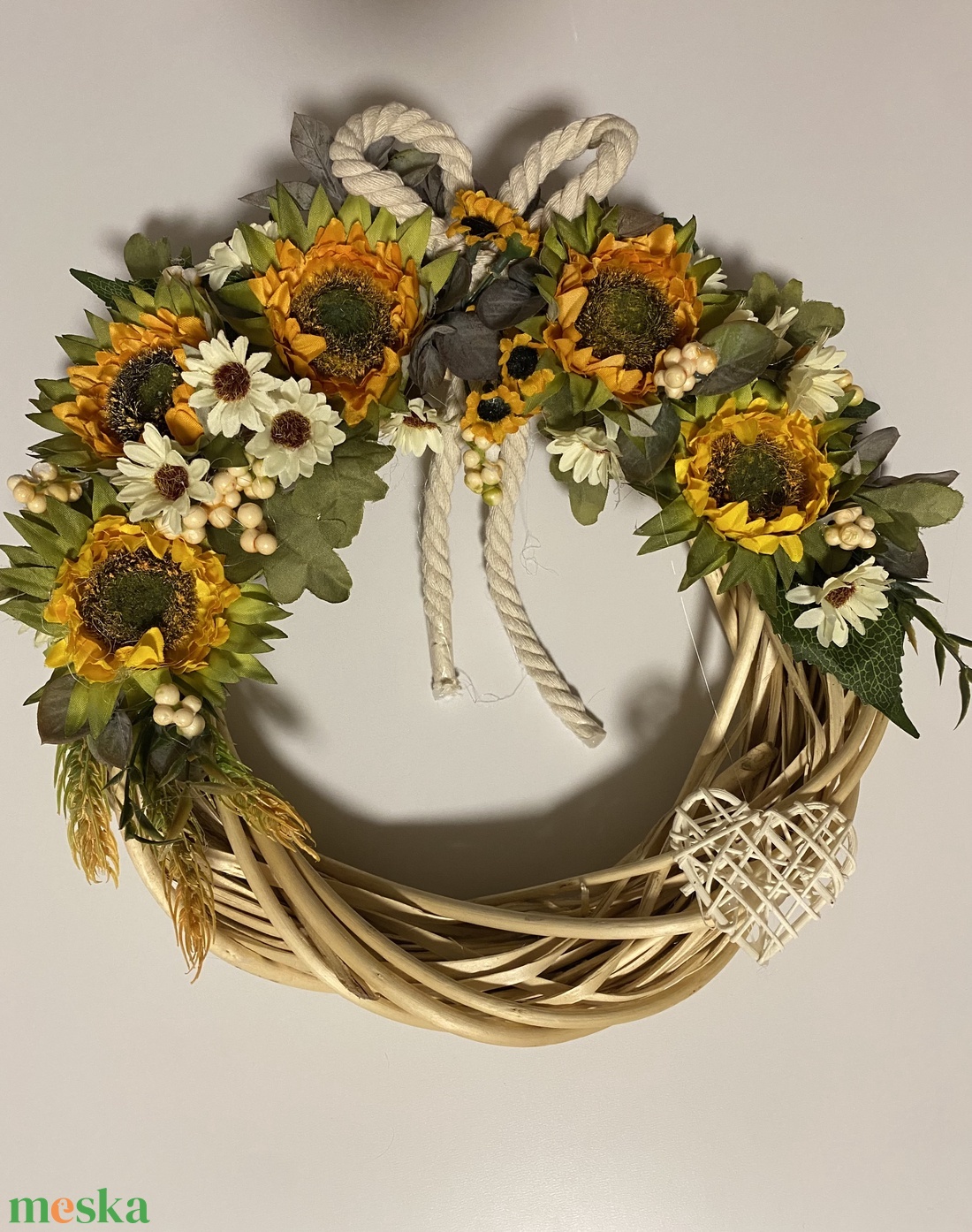 Ajtódísz/kopogtató napraforgó - otthon & életmód - dekoráció - virágdísz és tartó - koszorú - Meska.hu