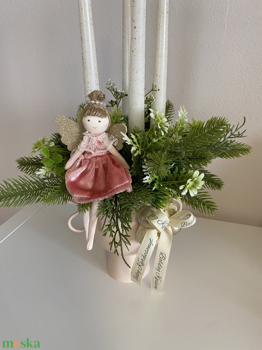 Adventi asztaldísz koszorú 01 - karácsony - adventi díszek - adventi koszorú - Meska.hu