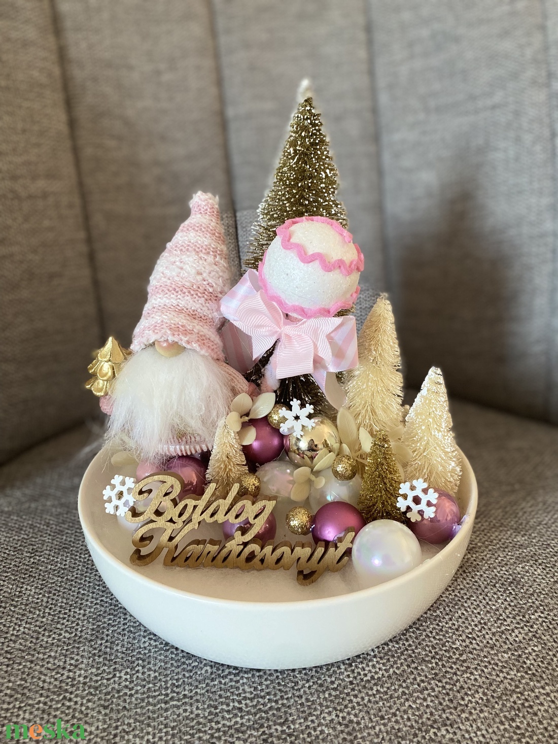 Karácsonyi asztaldísz tál nagy 02 - karácsony - karácsonyi lakásdekoráció - ünnepi asztaldekoráció - Meska.hu