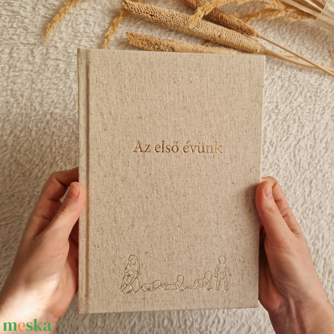 Homok babanapló: egyedi vászonborítású baba-mama napló - otthon & életmód - papír, írószer - babanapló - Meska.hu