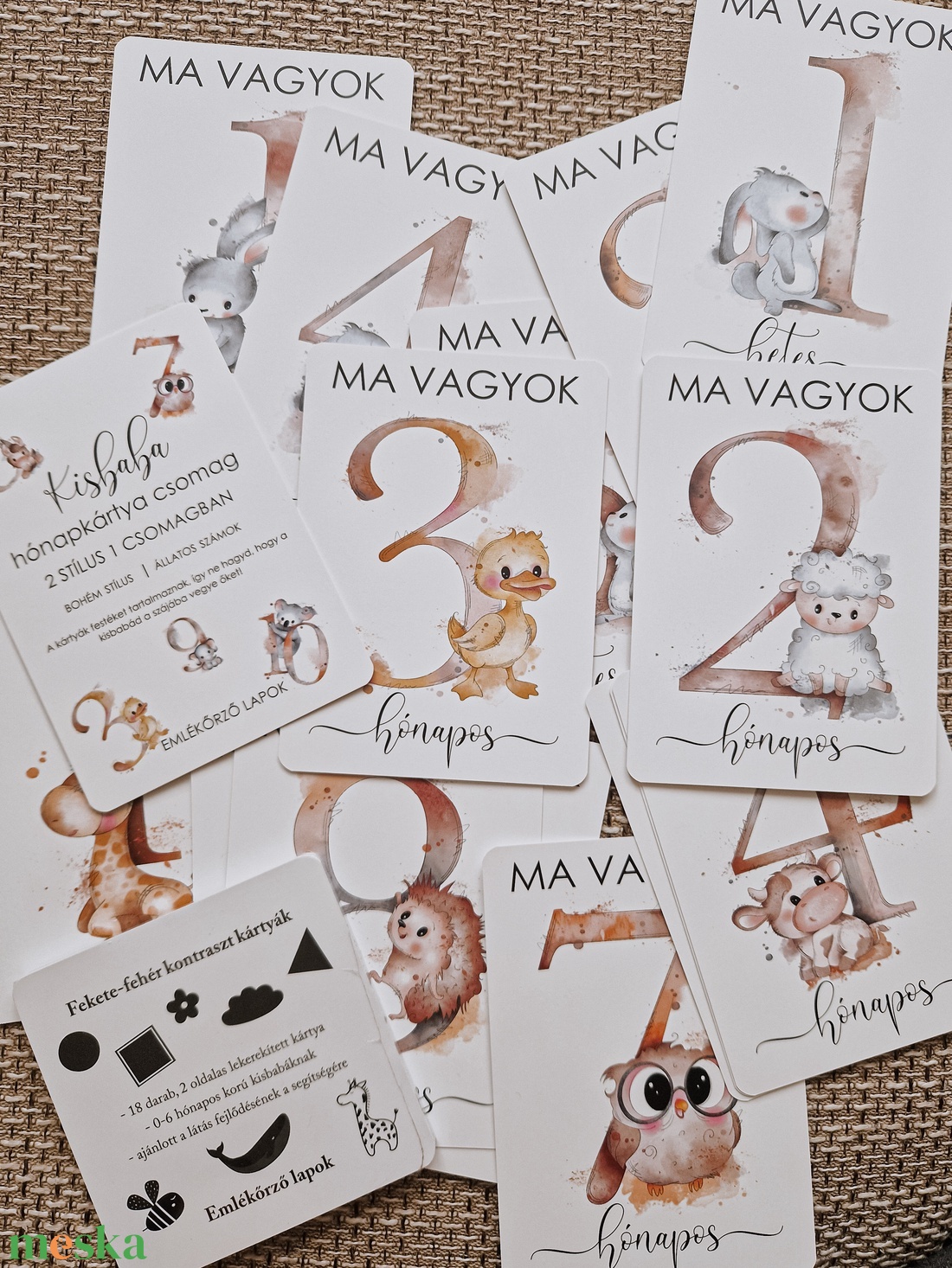 Kisbaba mérföldkő hónapkártya és kontrasztkártya csomag - otthon & életmód - babaszoba, gyerekszoba - babaszoba dekoráció - Meska.hu
