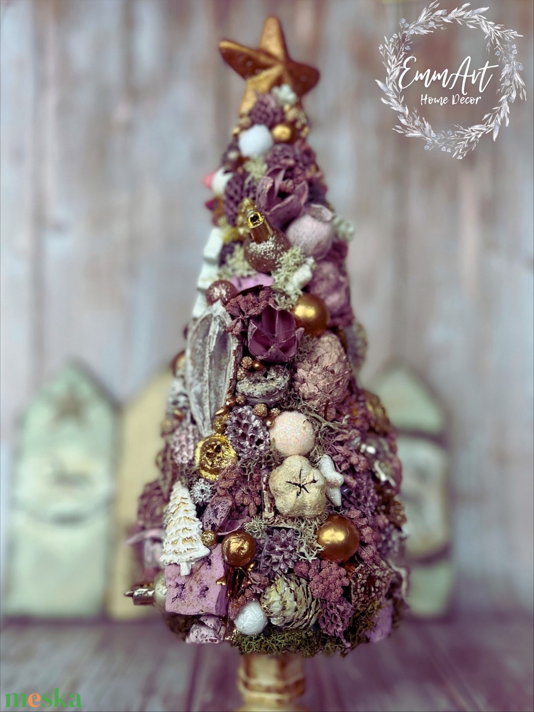 Rózsaszín-arany karácsony - karácsony - adventi díszek - adventi asztaldísz - Meska.hu