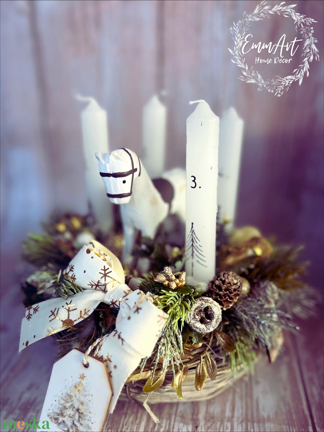 Hintalovas adventi koszorú - karácsony - adventi díszek - adventi asztaldísz - Meska.hu