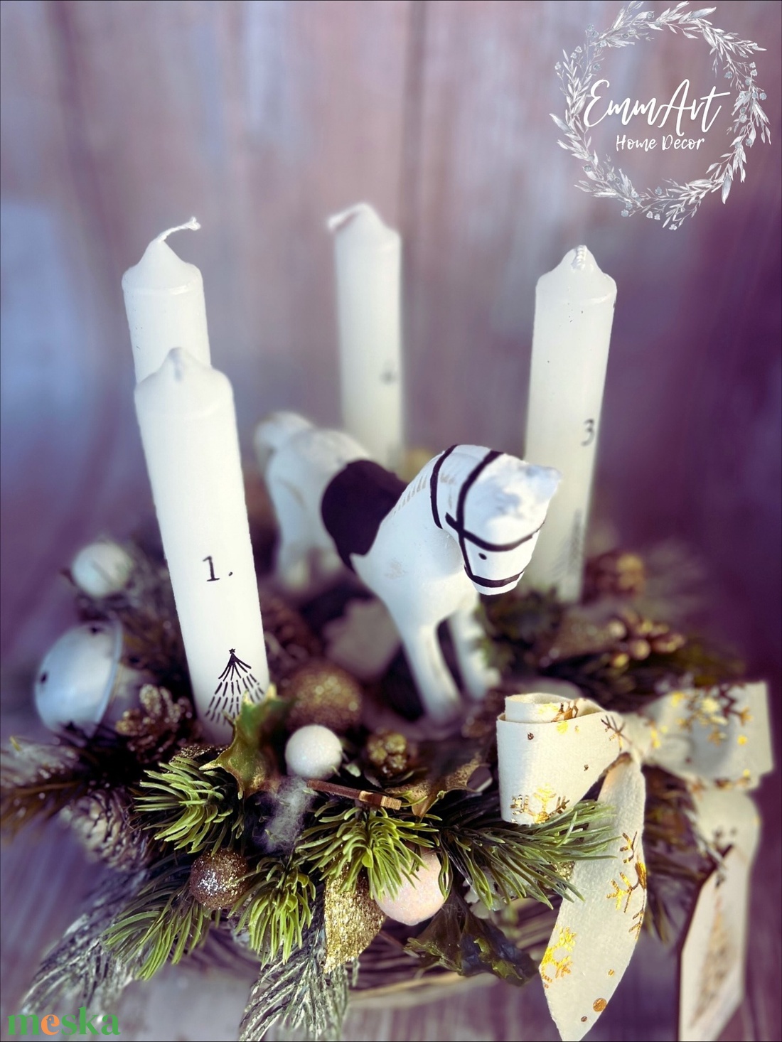 Hintalovas adventi koszorú - karácsony - adventi díszek - adventi asztaldísz - Meska.hu