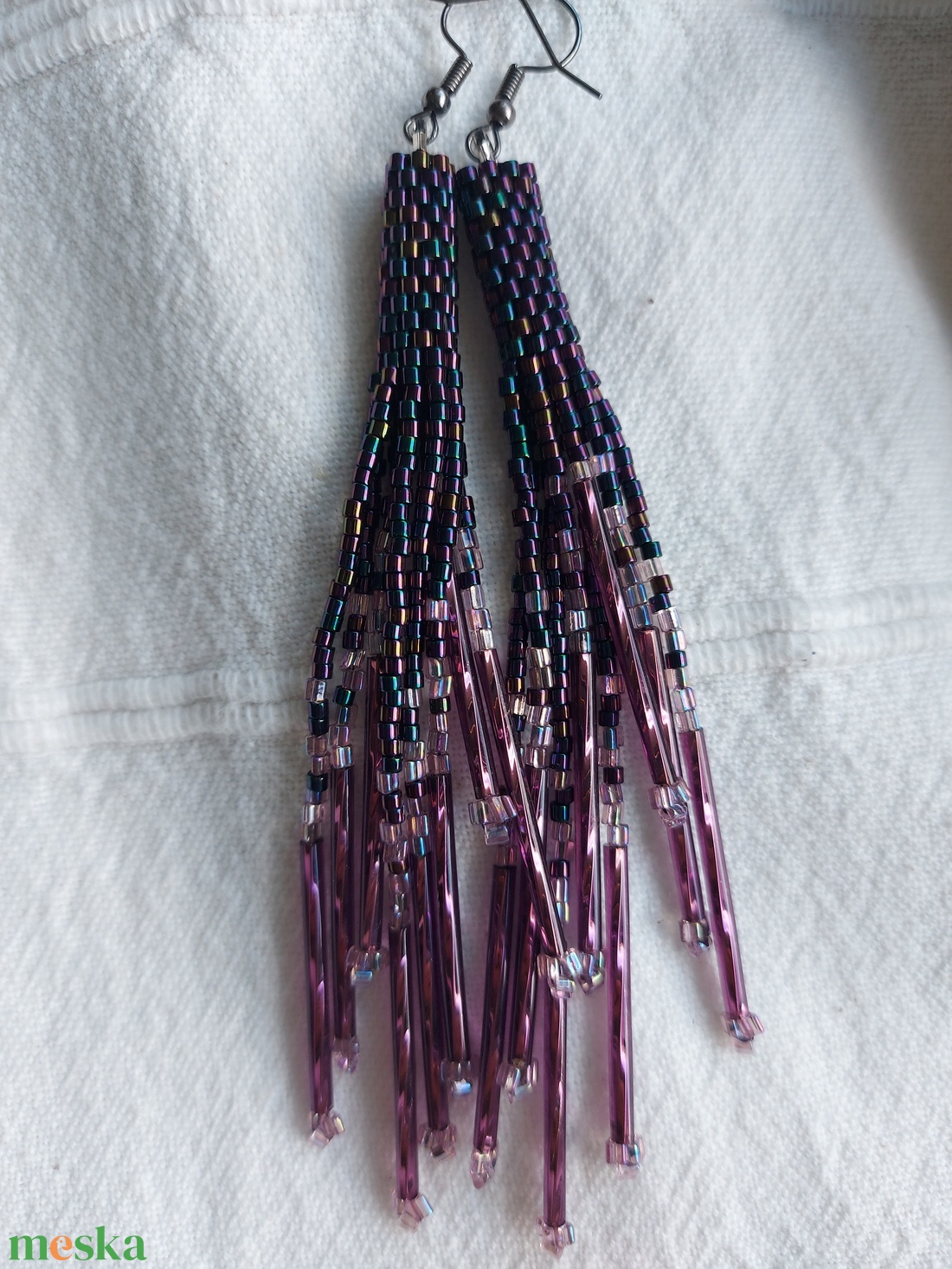 Hosszú-hosszú lila fülbevaló - ékszer - fülbevaló - lógó fülbevaló - Meska.hu Hosszú-hosszú lila fülbevaló - ékszer - fülbevaló - lógó fülbevaló - Meska.hu