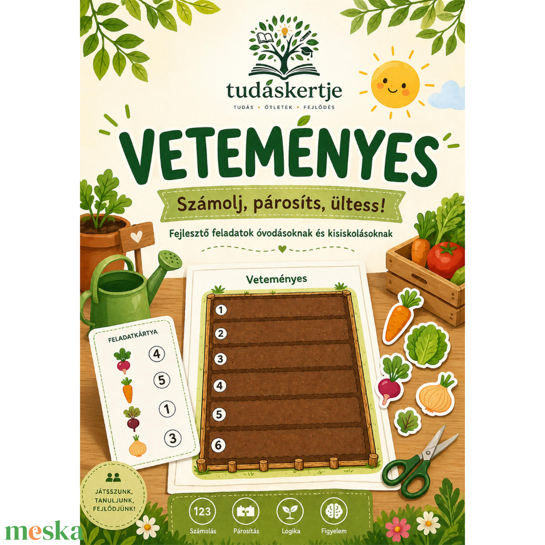 Veteményes fejlesztő feladatlap � Számolj, párosíts, ültess! - játék & sport - készségfejlesztő és logikai játék - oktató játékok - Meska.hu
