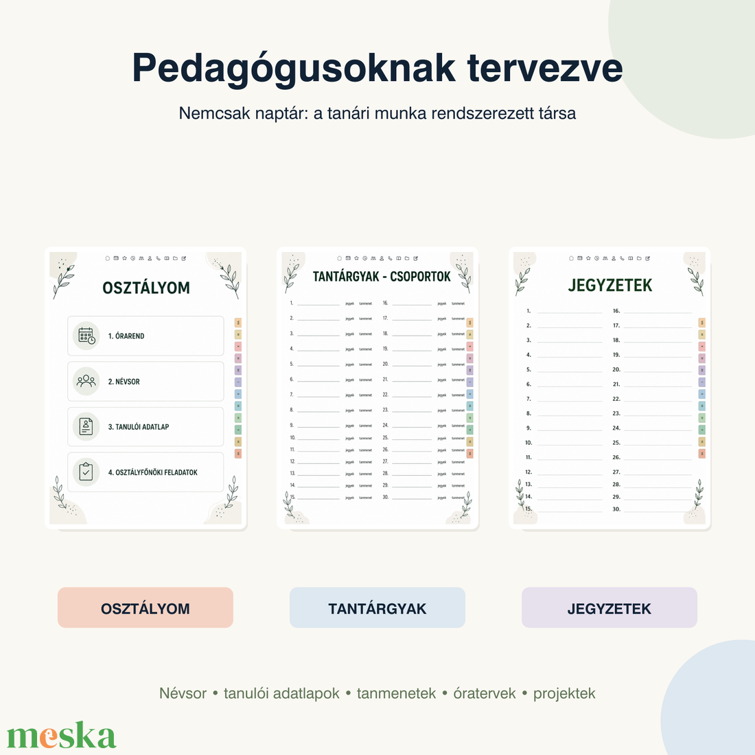 Pedagógus határidőnapló 2026/2027-es tanév (digitális) - otthon & életmód - papír, írószer - naptár & tervező - Meska.hu