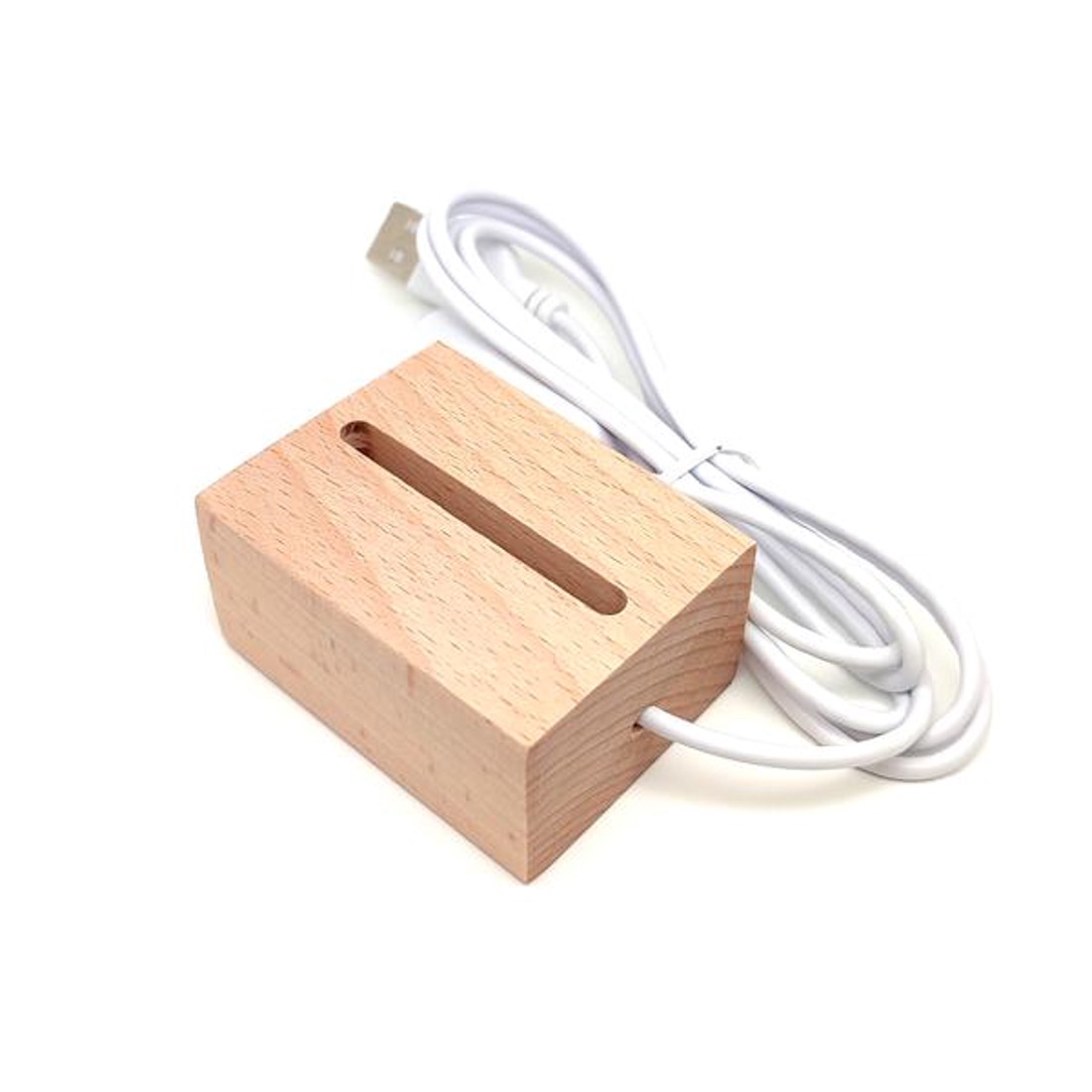 Fa talpas fehér LED világító talp ásványokhoz 4,5x6 cm USB csatlakozással - kellékek & szerszámok - ásvány alapanyag - ásvány lámpa - Meska.hu