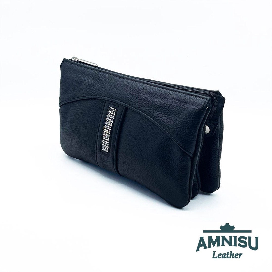 Fekete egyenes swarovski köves női pénztárca G8028 - táska & tok - pénztárca & más tok - pénztárca - női pénztárca - Meska.hu