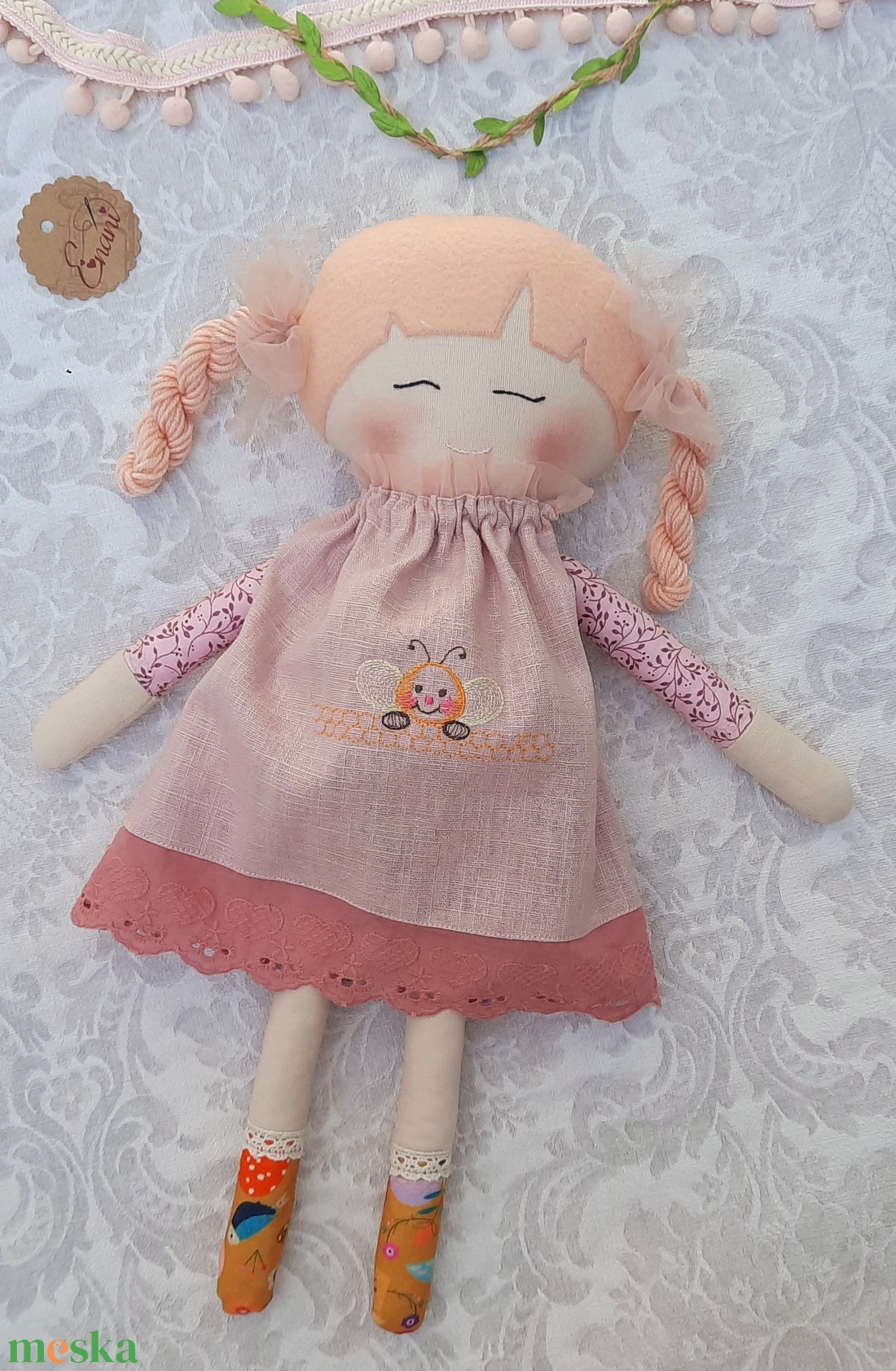 Baba,Textil baba, Játékbaba, Rongybaba,copfos Rózi baba, kézműves baba - játék & sport - baba & babaház - baba - Meska.hu