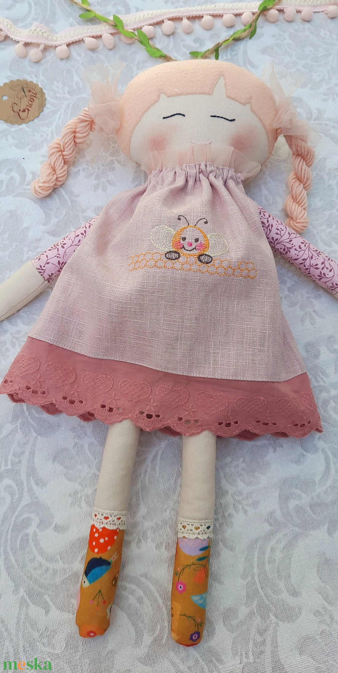 Baba,Textil baba, Játékbaba, Rongybaba,copfos Rózi baba, kézműves baba - játék & sport - baba & babaház - baba - Meska.hu