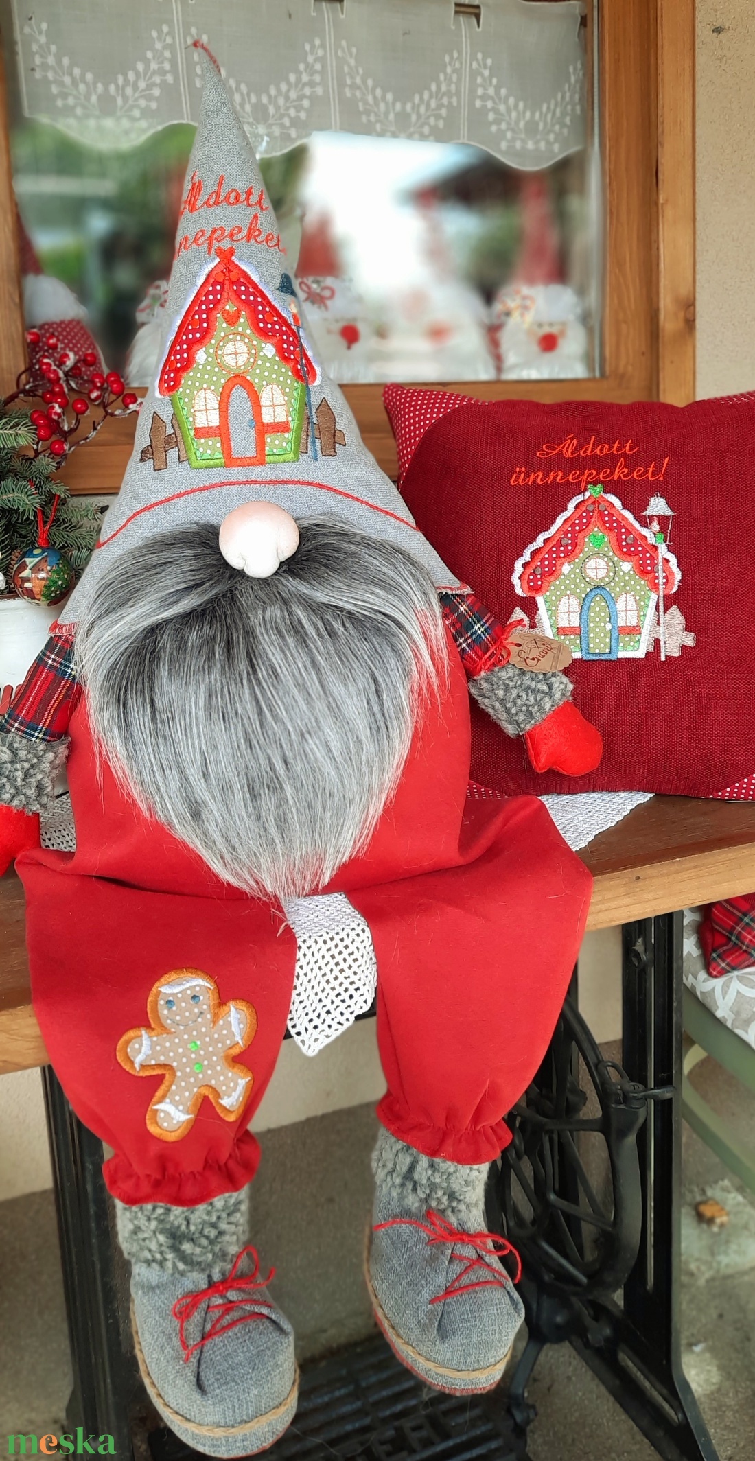 Enani óriás manó,karácsonyi manó, textil manó,  - karácsony - karácsonyi lakásdekoráció - karácsonyi manók, figurák - Meska.hu