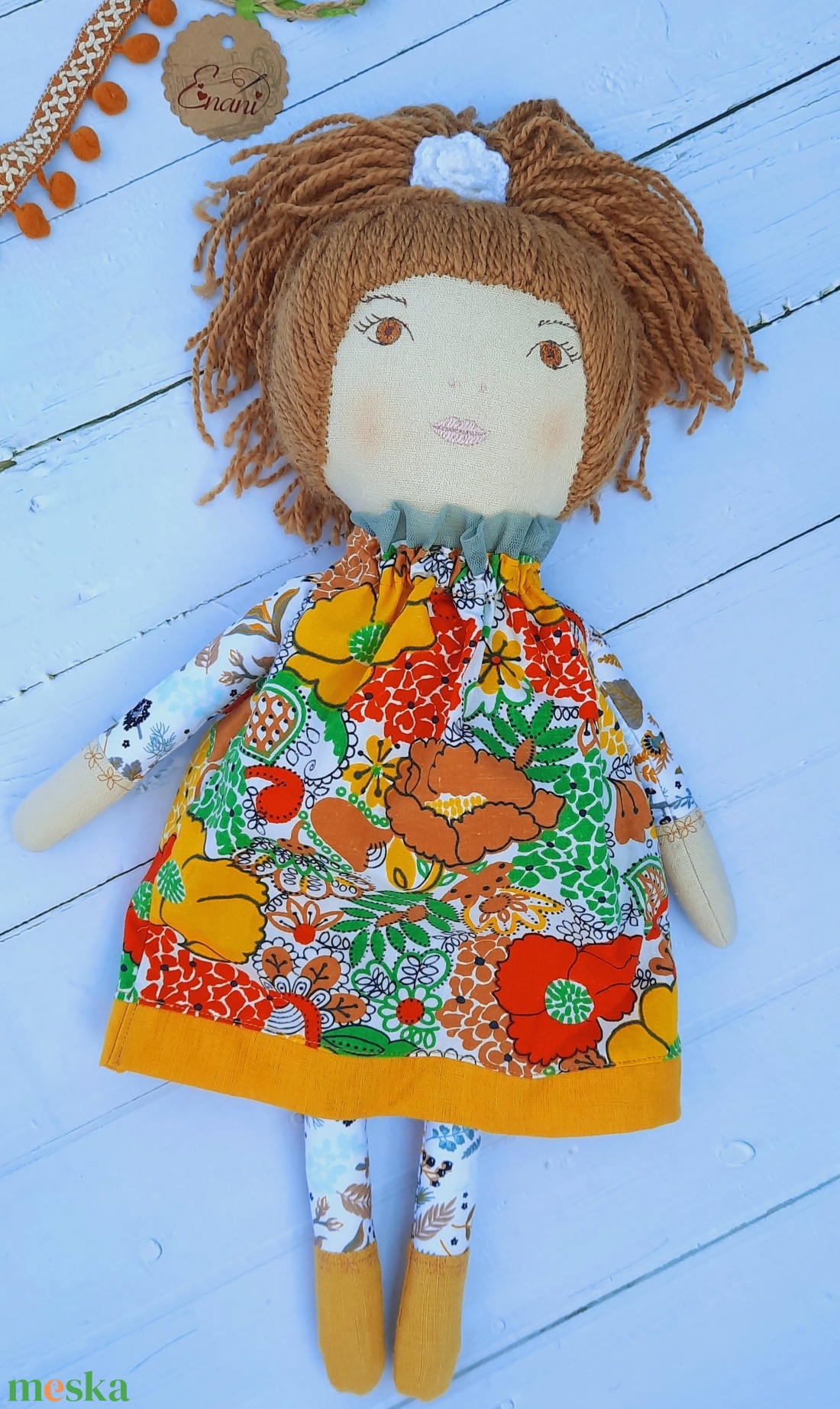 Baba,Textil baba, Játékbaba, fonal hajú Piroska - játék & sport - baba & babaház - öltöztethető baba - Meska.hu