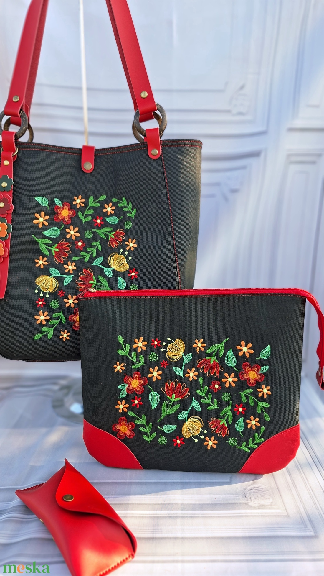 Enani shopper, óriás neszeszer, vagy laptoptartó és bőr szemüvegtok ajándék szett - táska & tok - kézitáska & válltáska - vállon átvethető táska - Meska.hu