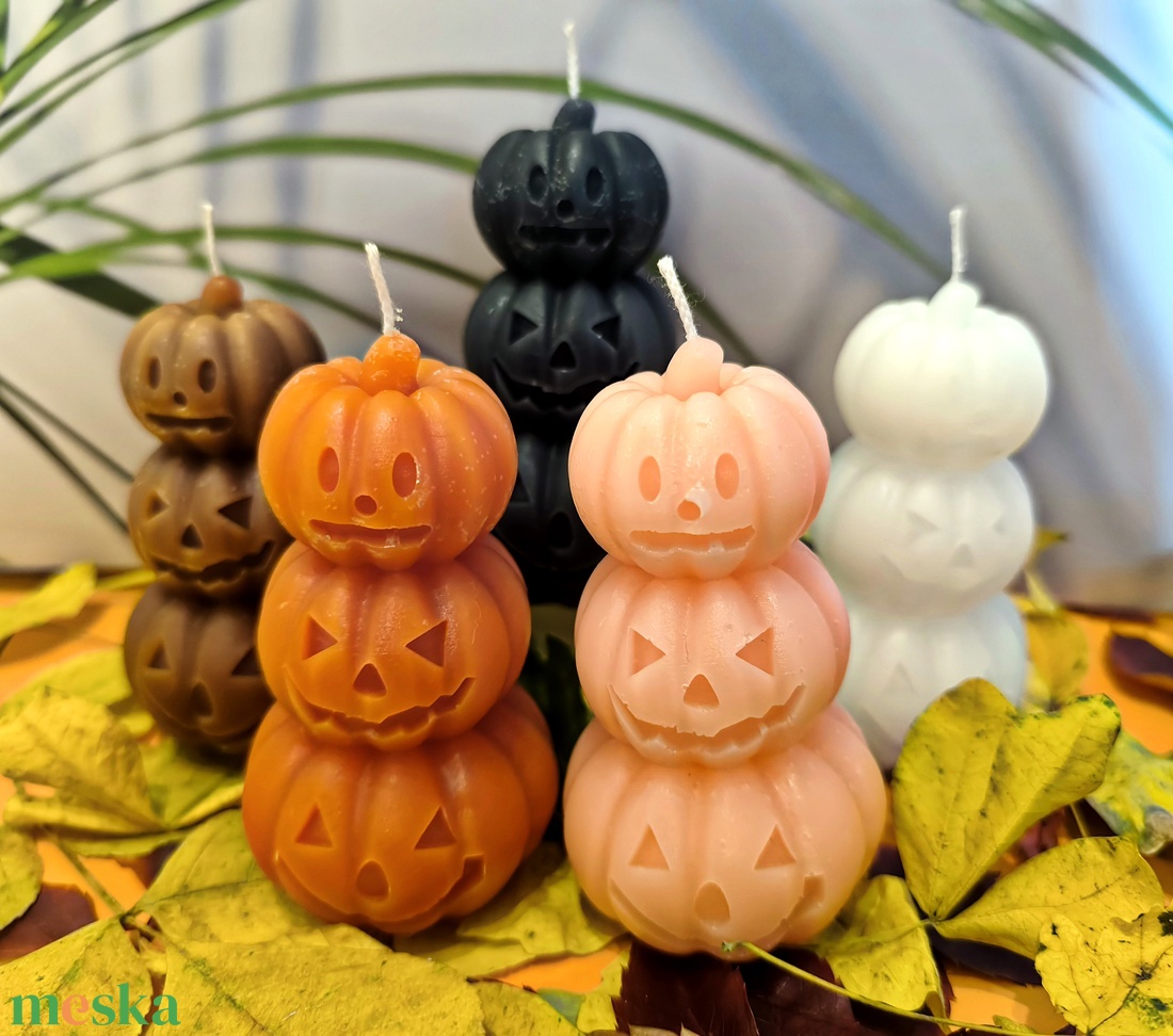 3 Halloween tök gyertya - otthon & életmód - gyertya, illat, aroma - gyertya - Meska.hu