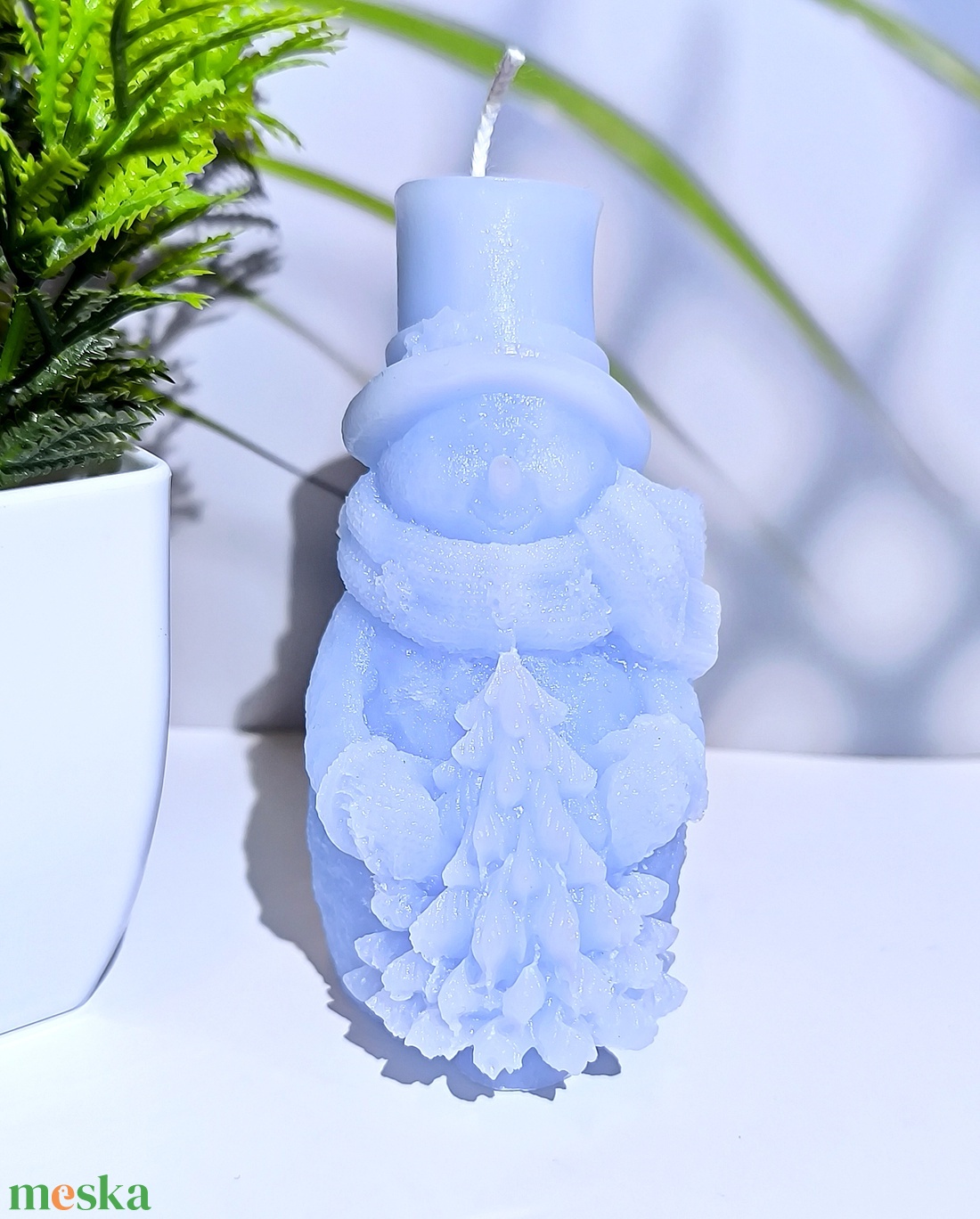 Hóember kalapban gyertya  Elegancia és ünnepi báj - otthon & életmód - gyertya, illat, aroma - gyertya - Meska.hu