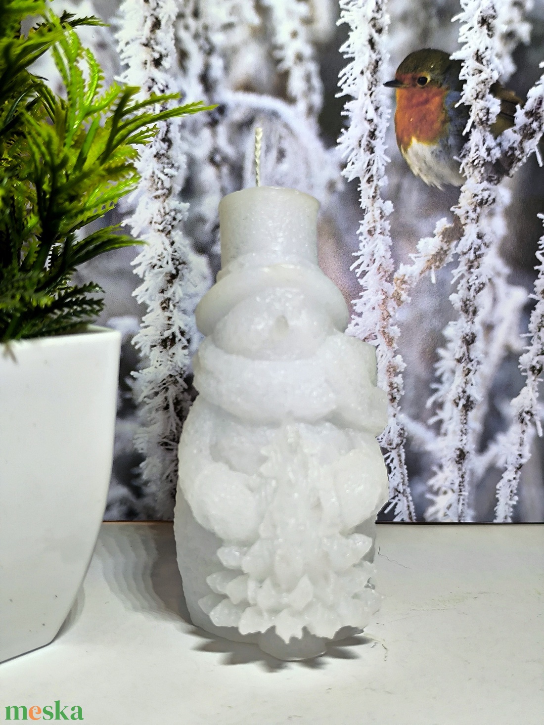 Hóember kalapban gyertya  Elegancia és ünnepi báj - otthon & életmód - gyertya, illat, aroma - gyertya - Meska.hu