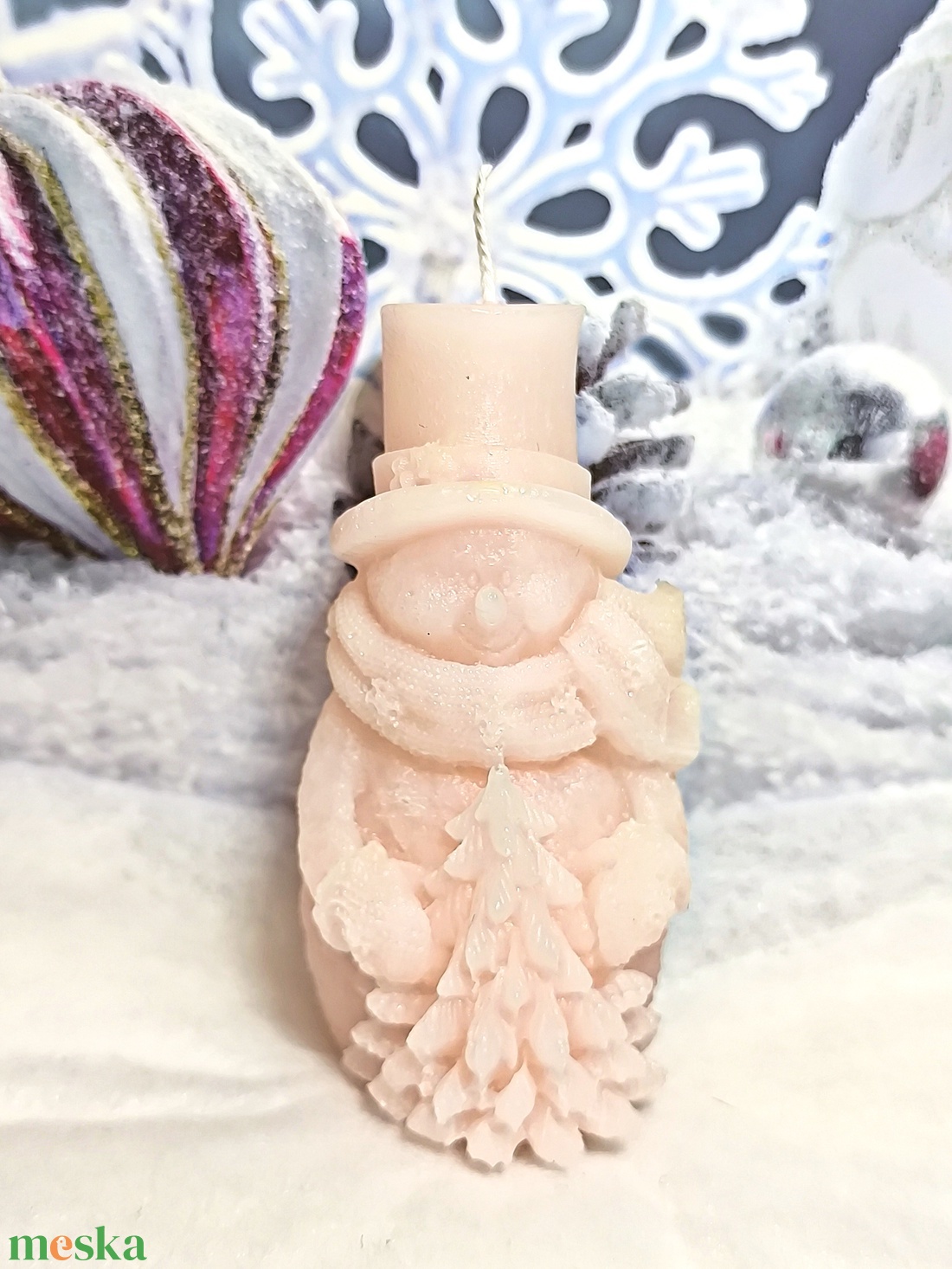 Hóember kalapban gyertya  Elegancia és ünnepi báj - otthon & életmód - gyertya, illat, aroma - gyertya - Meska.hu