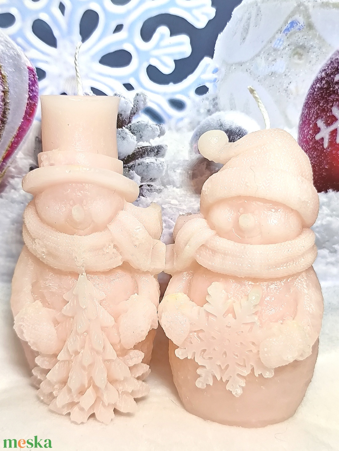 Hóember kalapban gyertya  Elegancia és ünnepi báj - otthon & életmód - gyertya, illat, aroma - gyertya - Meska.hu