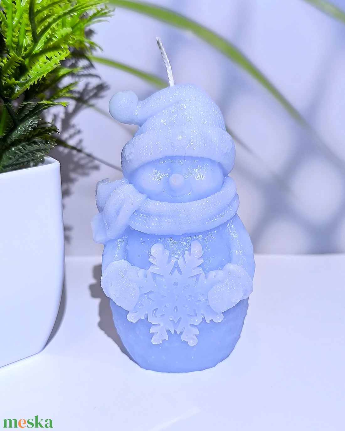 Hóember hópehellyel gyertya  Ünnepi báj és meghittség - otthon & életmód - gyertya, illat, aroma - gyertya - Meska.hu