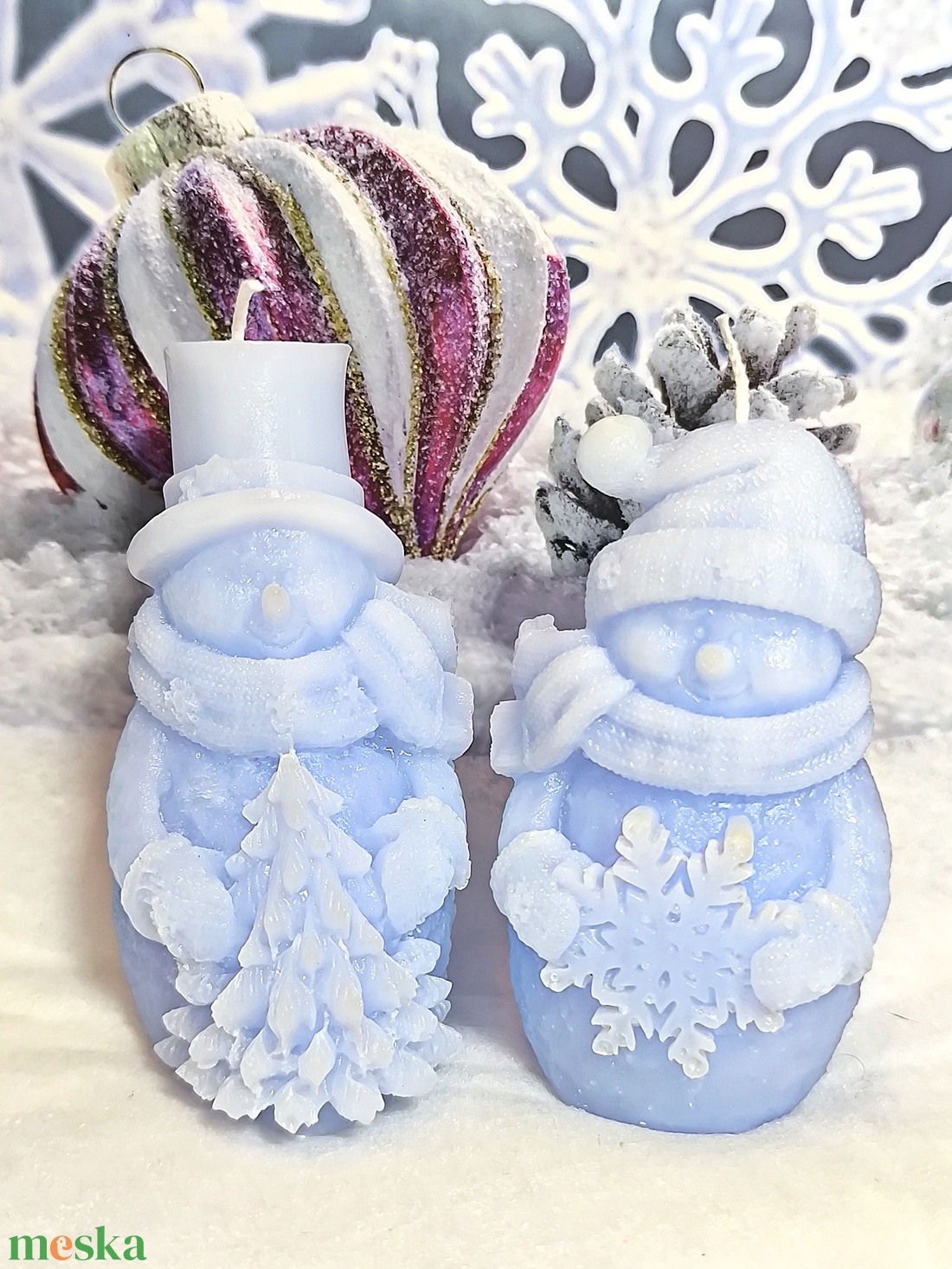 Hóember hópehellyel gyertya  Ünnepi báj és meghittség - otthon & életmód - gyertya, illat, aroma - gyertya - Meska.hu