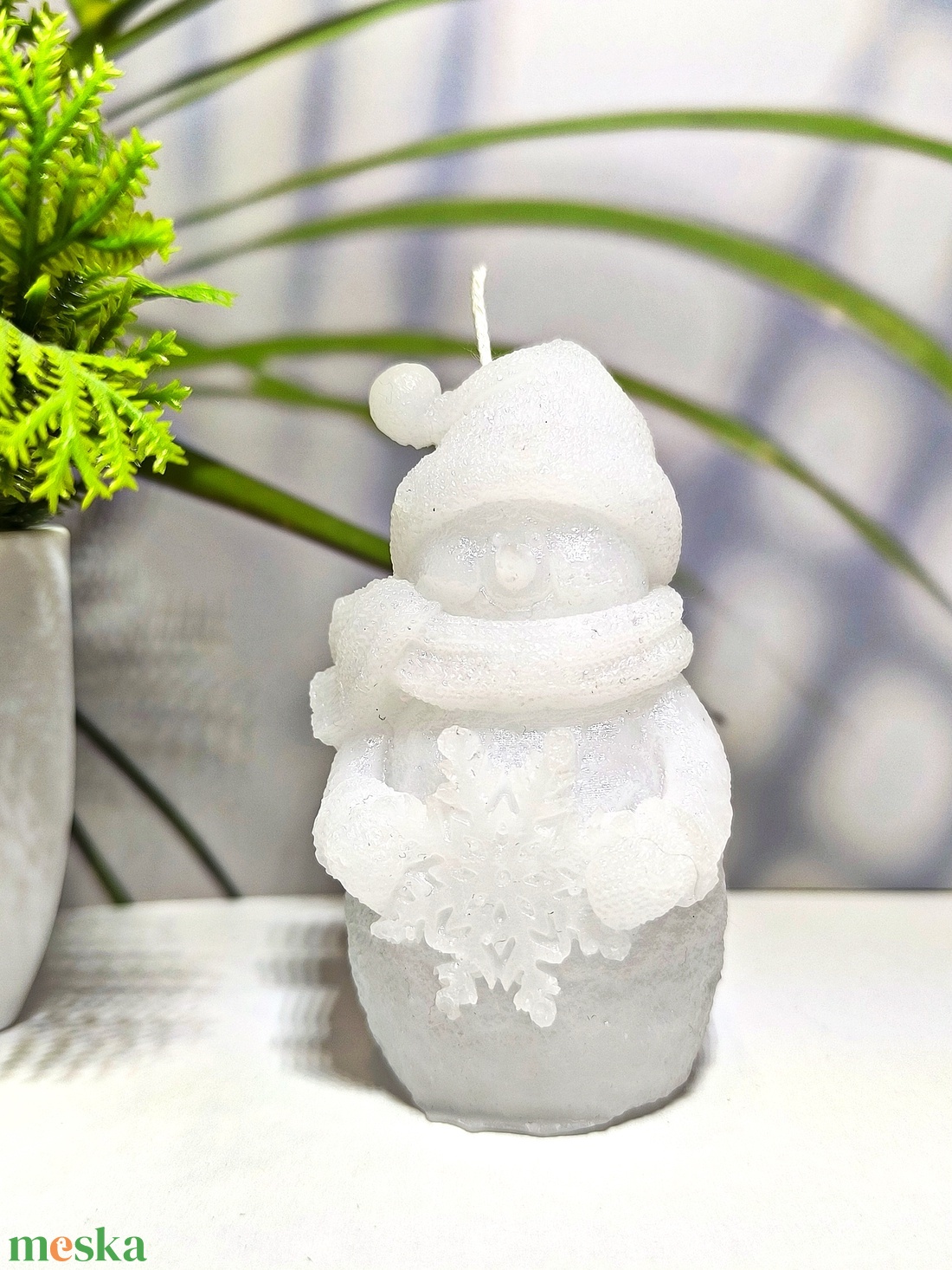 Hóember hópehellyel gyertya  Ünnepi báj és meghittség - otthon & életmód - gyertya, illat, aroma - gyertya - Meska.hu