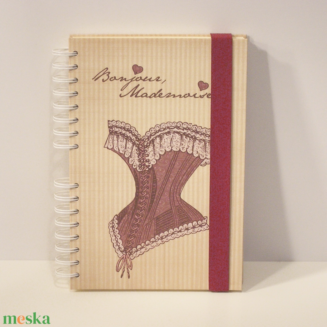 Spirálfüzet kemény borítóval, spirálozott jegyzetfüzet, notesz, gumival, romantikus és nőies, vintage - otthon & életmód - papír, írószer - jegyzetfüzet & napló - Meska.hu