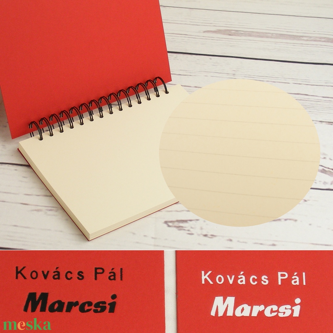 Piros spirálfüzet fekete spirállal, A5-ös spirálozott füzet. Személyre szabható, névvel, keresztnévvel vagy monogrammal - otthon & életmód - papír, írószer - jegyzetfüzet & napló - Meska.hu