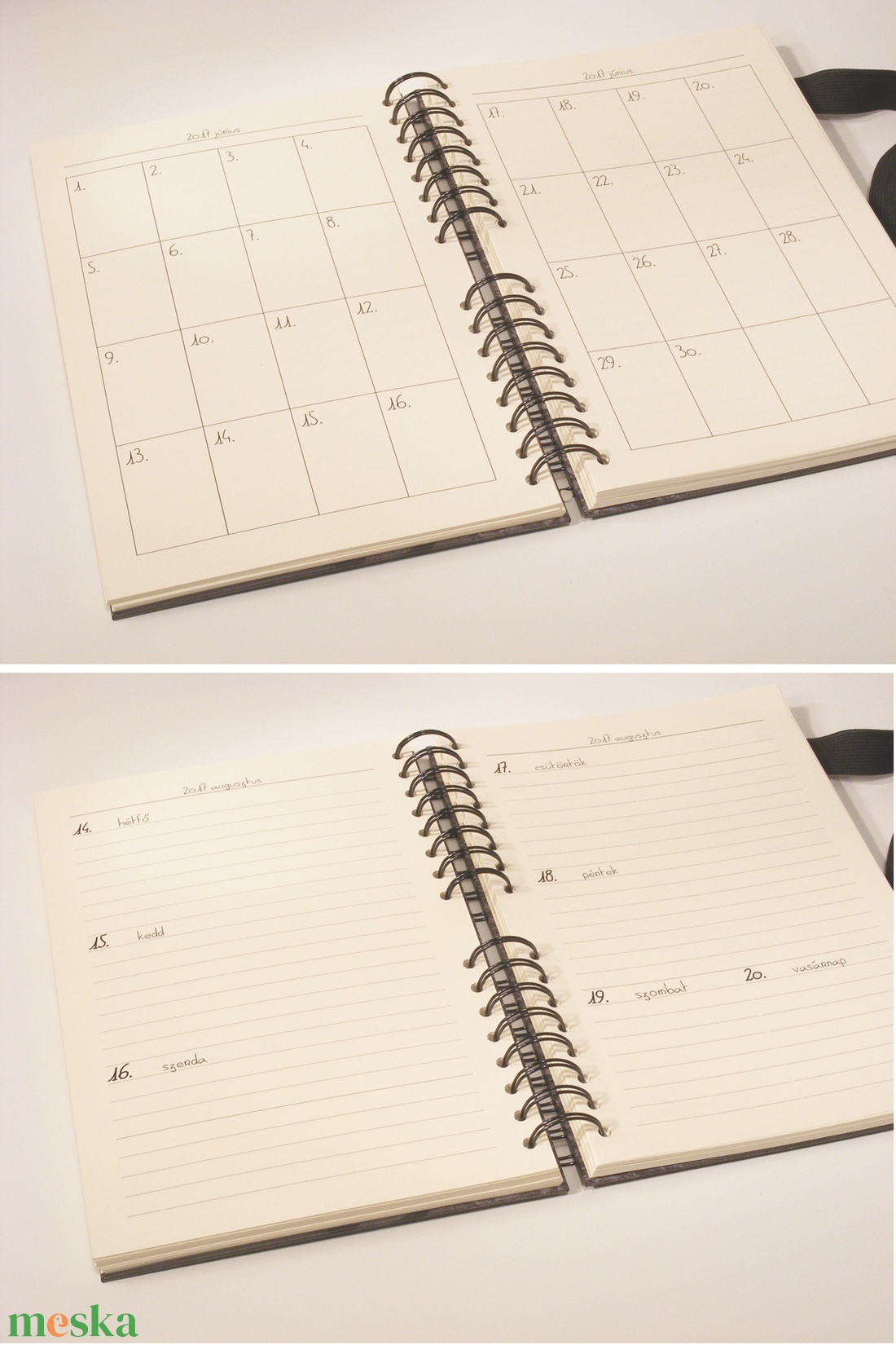 Heti beosztású naptár valódi bőr borítóval, spirálos naptár 2024-re bordó bőrből, monogrammal vagy névvel, személyes  - otthon & lakás - papír írószer - naptár & tervező - Meska.hu