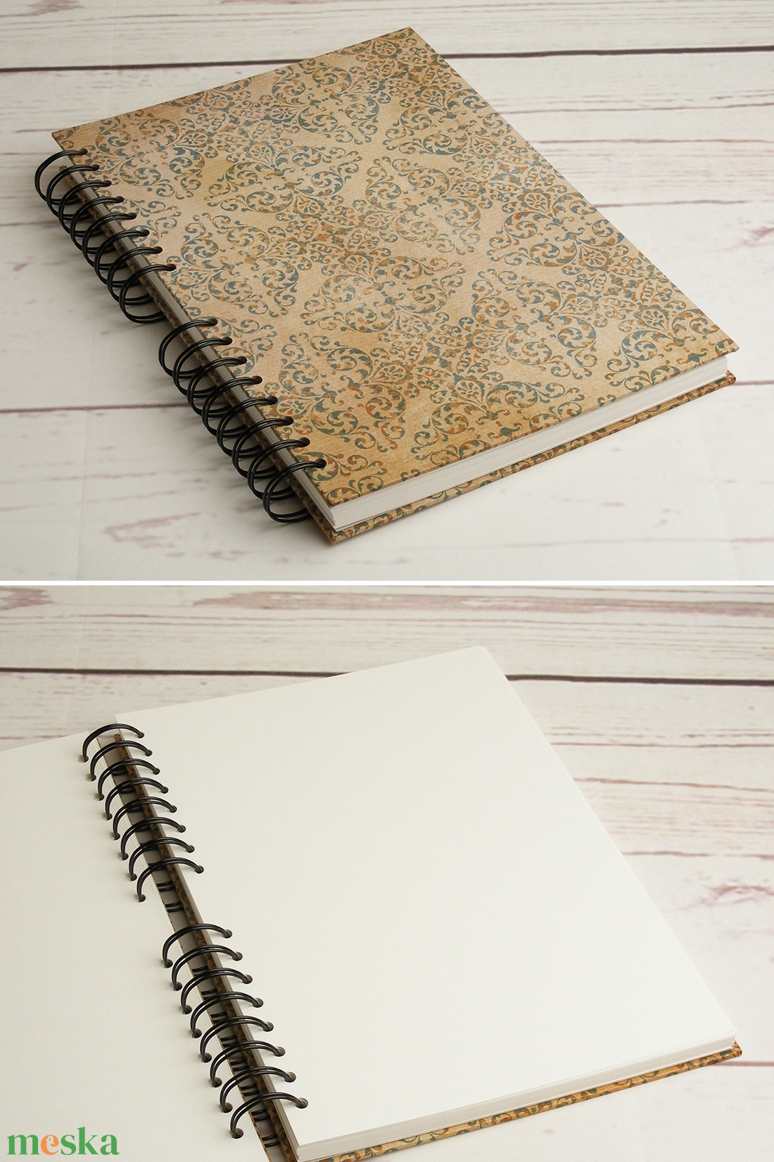 2 db antikmintás emlékkönyv, fotóalbum, spirálozott album, fényképalbum, scrapbook fehér lapokkal, fekete spirállal - otthon & életmód - papír, írószer - album & fotóalbum - Meska.hu