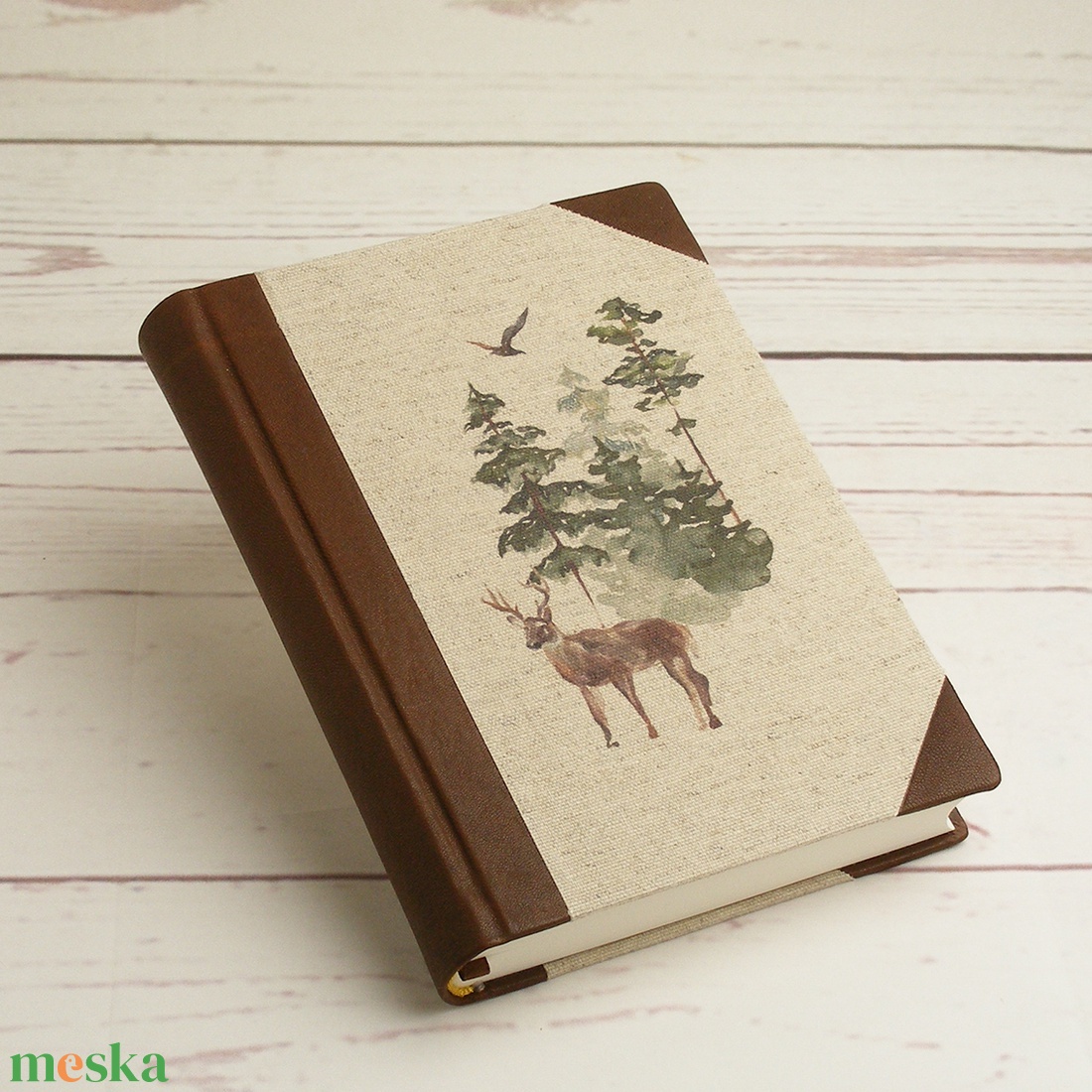 Évi kérései alapján készülő egyedi vadásznapló. Bőr gerinc és sarkok, nyomtatott natúr vászon borító, egyedi felirat - otthon & életmód - papír, írószer - jegyzetfüzet & napló - Meska.hu