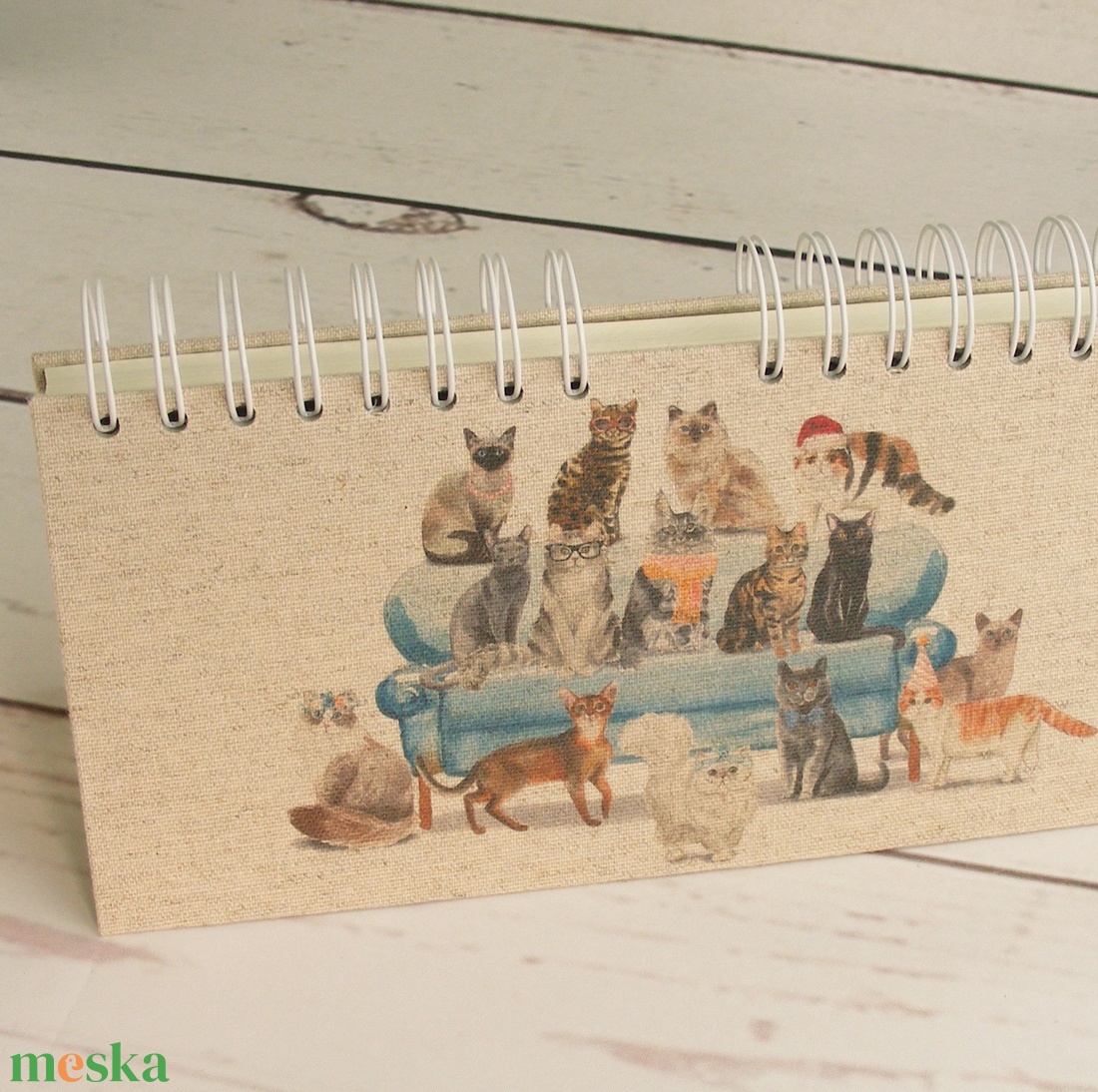 Cicás heti tervező, egyszerű spirálozott napló elöl-hátul cicákkal, egy oldal egy hét, két évre szóló macskás naptár - otthon & életmód - papír, írószer - naptár & tervező - Meska.hu