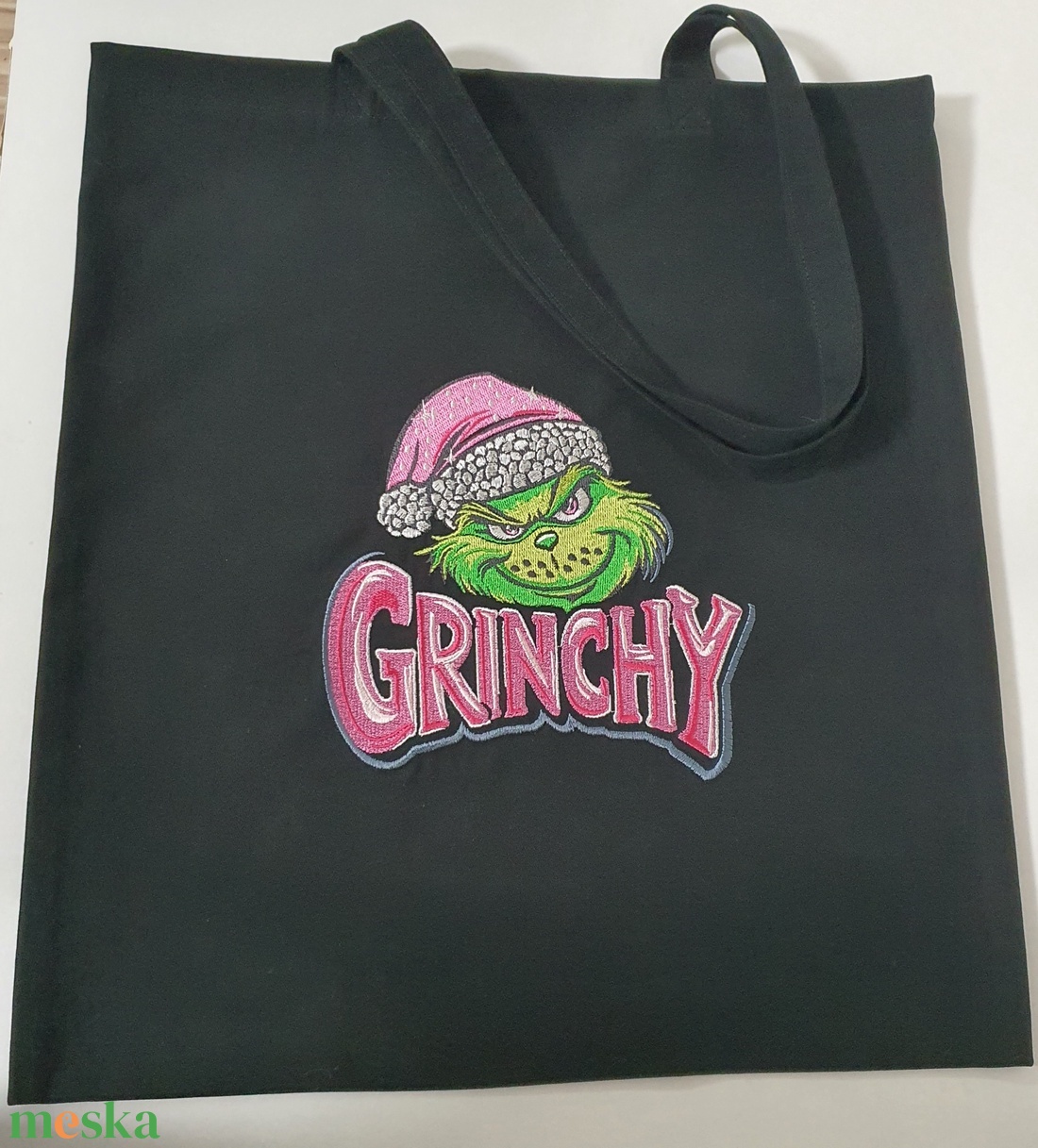 Grinchy hímzett vászontáska  - táska & tok - bevásárlás & shopper táska - shopper, textiltáska, szatyor - Meska.hu