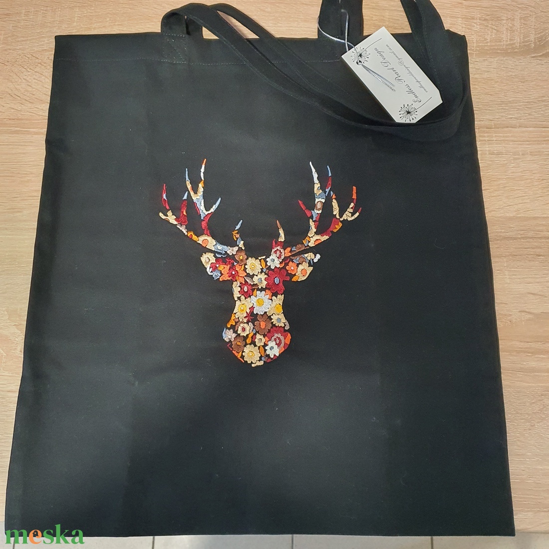 Szarvasos hímzett vászontáska  - táska & tok - bevásárlás & shopper táska - shopper, textiltáska, szatyor - Meska.hu