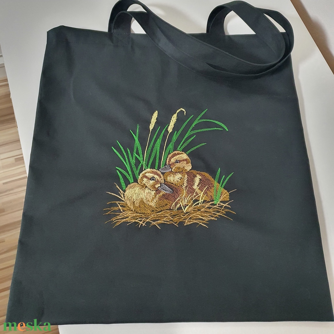 Kiskacsák hímzett vászontáska  - táska & tok - bevásárlás & shopper táska - shopper, textiltáska, szatyor - Meska.hu