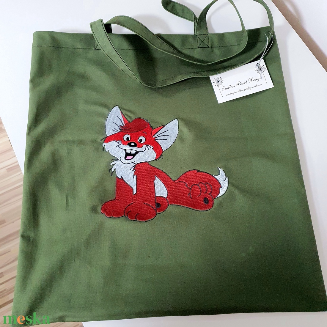 Vuk hímzett vászontáska  - táska & tok - bevásárlás & shopper táska - shopper, textiltáska, szatyor - Meska.hu