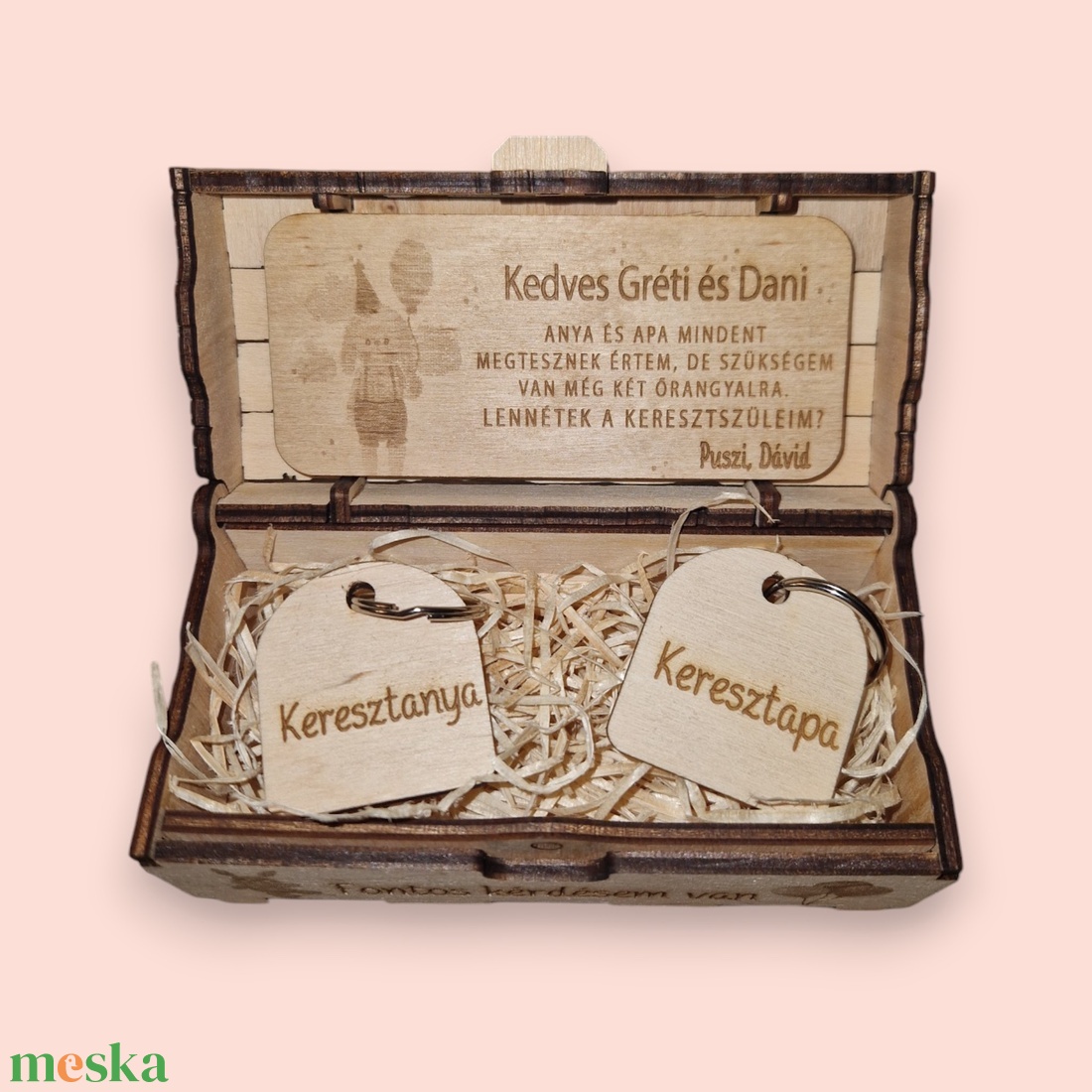 Keresztszülő felkérő ajándékdoboz kulcstartóval - játék & sport - keresztelőajándékok - Meska.hu