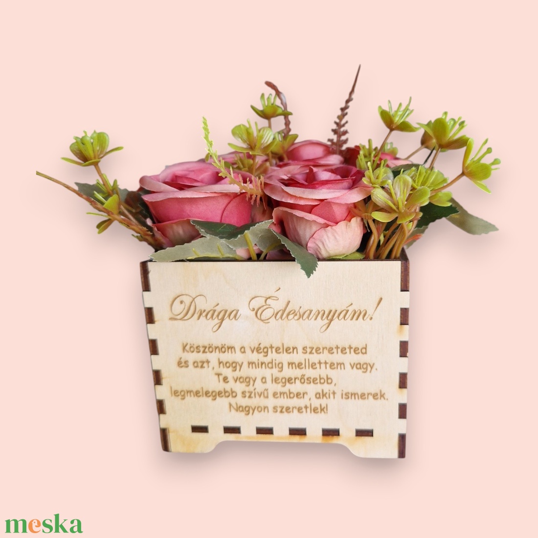 Szülőköszöntő virágbox - otthon & életmód - dekoráció - virágdísz és tartó - csokor & virágdísz - Meska.hu