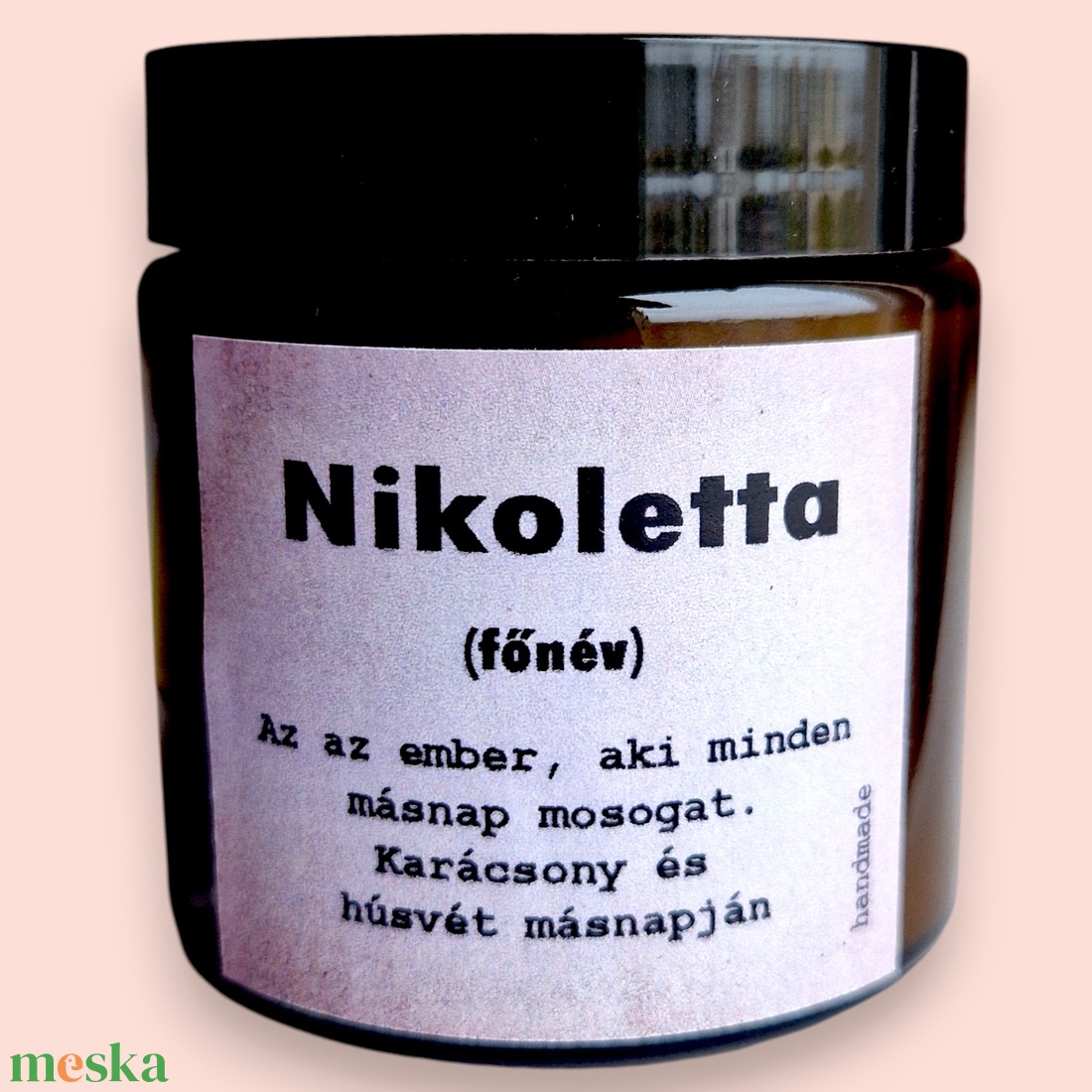 Illatgyertya egyedi névvel és szöveggel - karácsony - karácsonyi lakásdekoráció - karácsonyi illatgyertya, mécses - Meska.hu