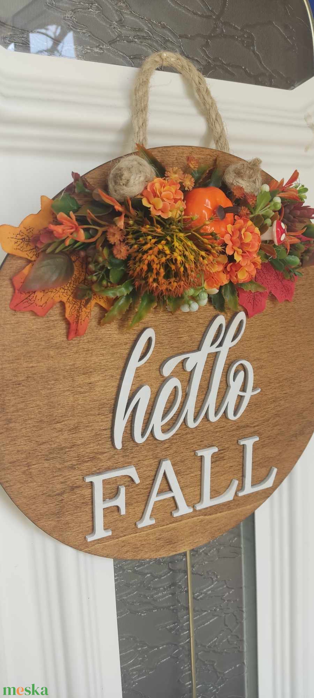 Hello fall kopogtató - otthon & életmód - dekoráció - ajtó- és ablak dekoráció - ajtódísz & kopogtató - Meska.hu